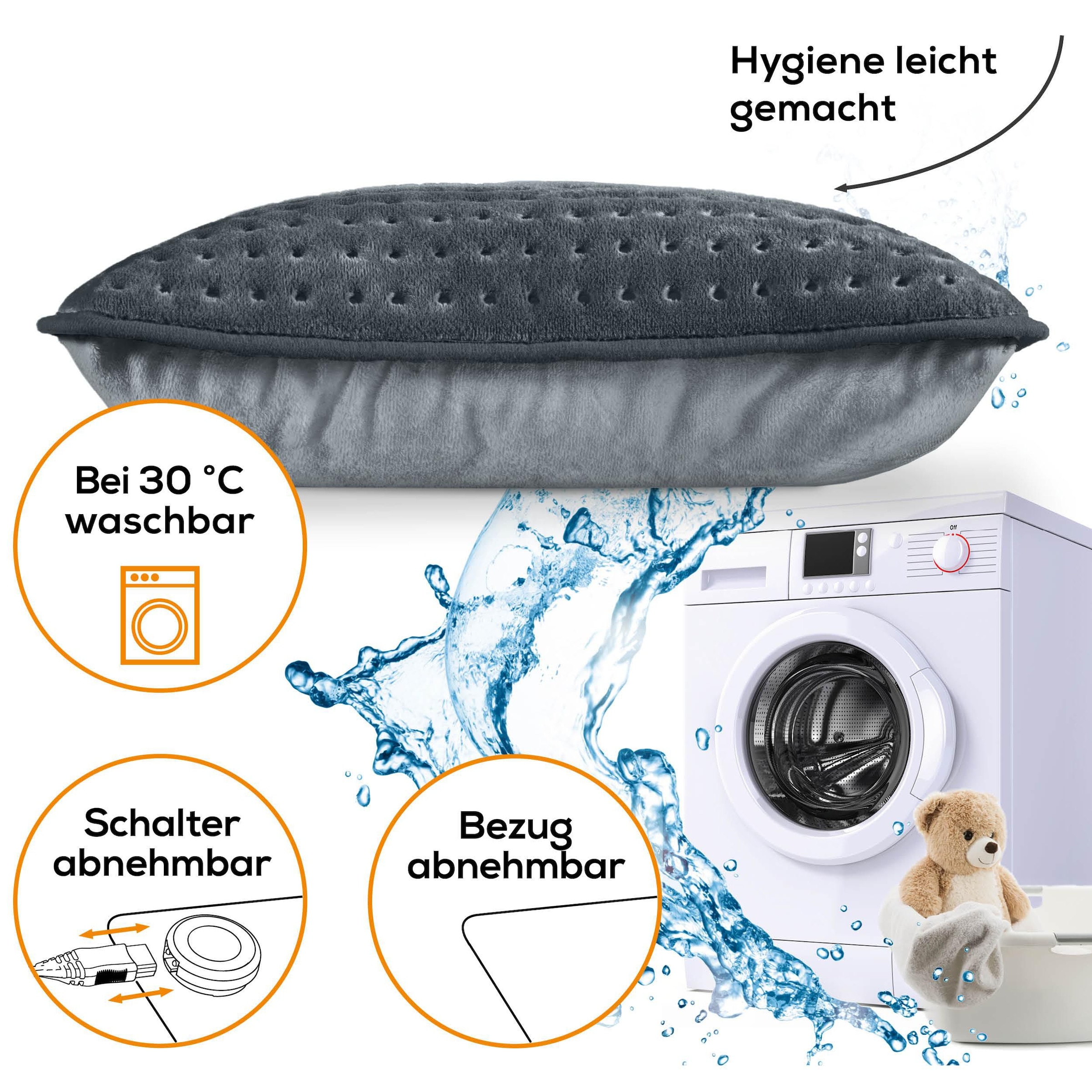 BEURER Sofaheizkissen »HK 48, flauschig weiches Material in Sofakissen-Optiky«, (3 tlg.), Waschbarer Bezug, 3 Temperaturstufen, Wendekissen