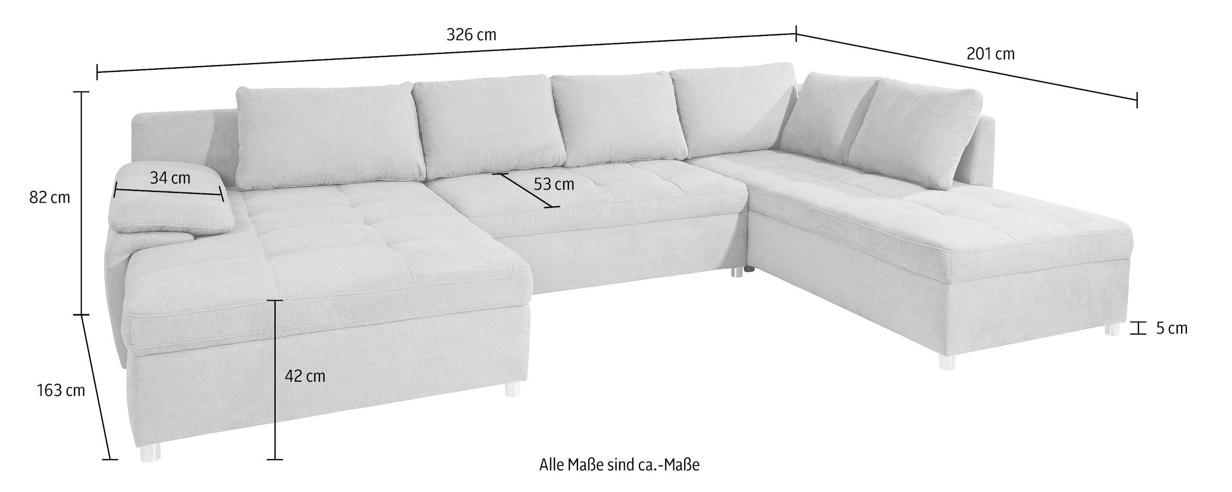 sit&more Wohnlandschaft »Labene U-Form«, wahlweise mit Bettfunktion und Bettkasten