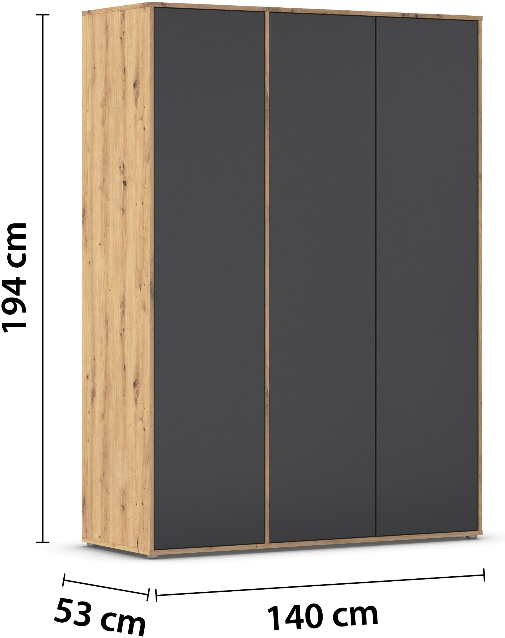 rauch Drehtürenschrank »Kleiderschrank Schrank Garderobe Wäscheschrank NABILA viel Stauraum«, (in 3 verschiedenen Ausstattungen BASIC/CLASSIC/PREMIUM), in 2 Breiten mit Push-to-Open Funktion TOPSELLER MADE IN GERMANY
