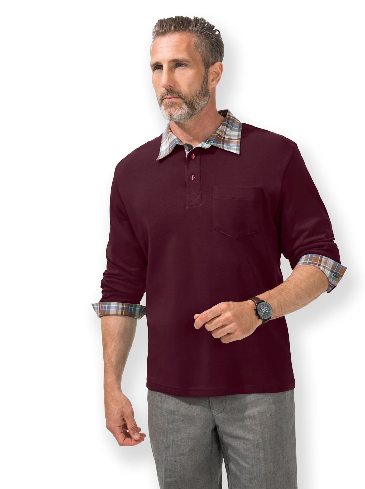 Poloshirt "Langarm-Poloshirt" 1 Stk. tlg. günstig online kaufen