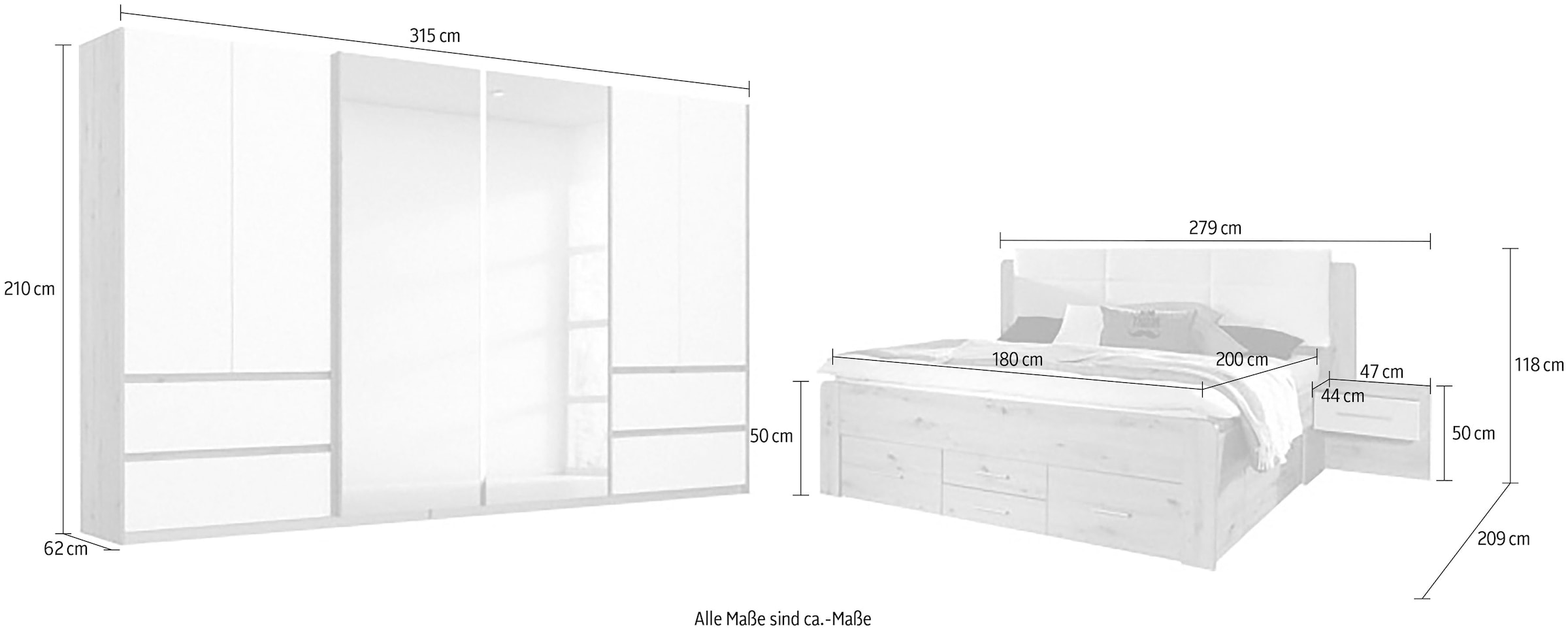 rauch Schlafzimmer-Set »Weingarten«, (Set, 4 St.)