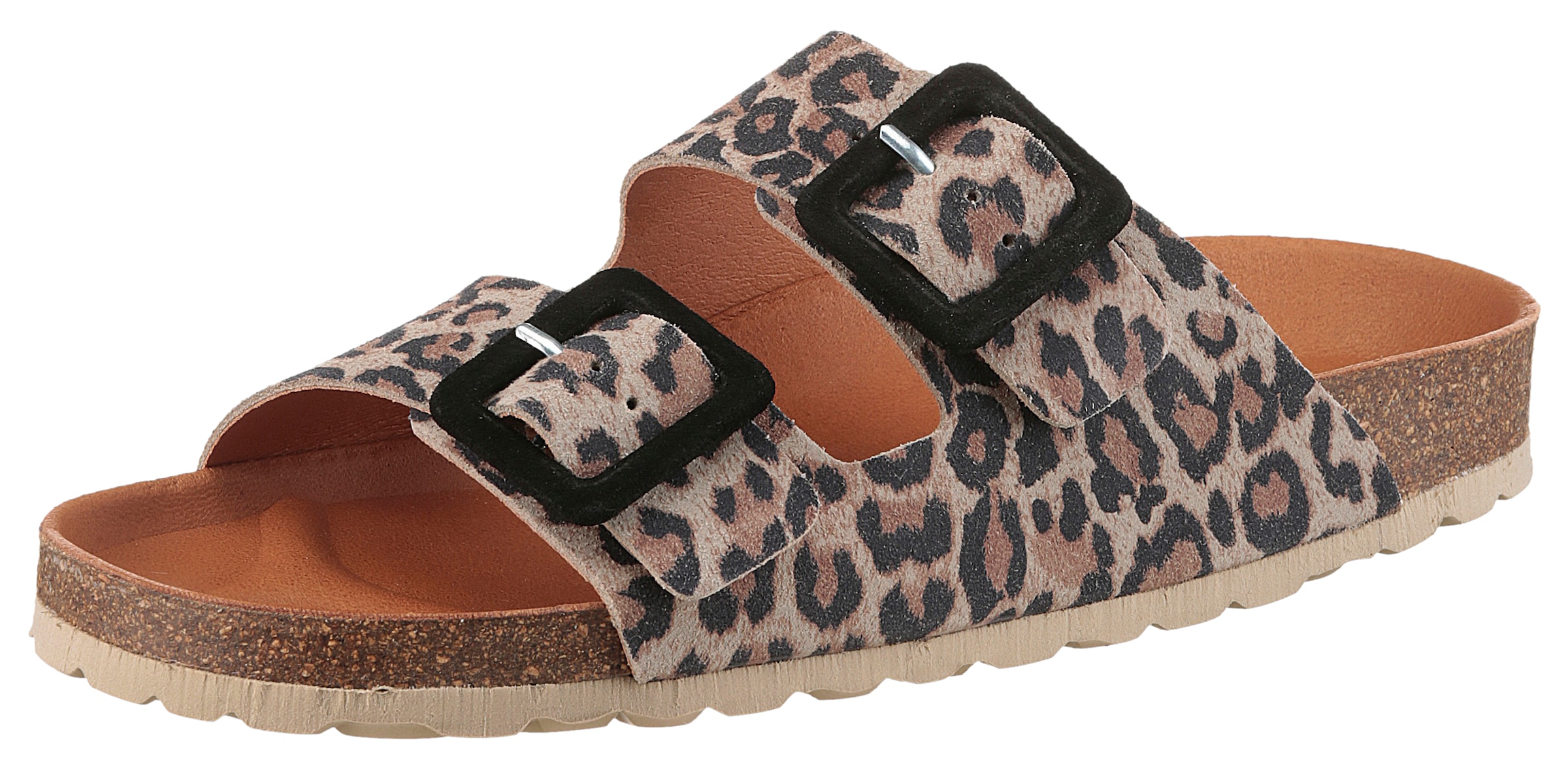 VERBENAS Pantolette »Randell Leopardo«, Sommerschuh, Schlappen, Hausschuh mit Softfußbett