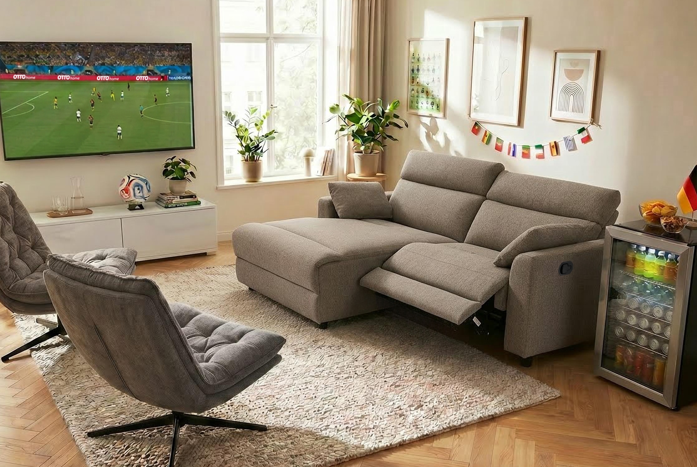 OTTO home Ecksofa »JENNA L-Form,  209cm - OTTO. Verlässliche Qualität.« manuelle o. elektrische Relaxfunktion, USB A/C, Struktur fein.