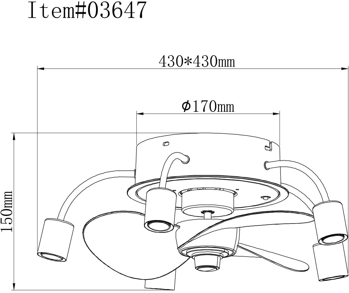 GLOBO LIGHTING Deckenleuchte »ALISHA«, Leuchtmittel E27 | ohne Leuchtmittel, Ventilator / Wohnbereich / Schlafzimmer / rund / schwarz / 3 Flügel