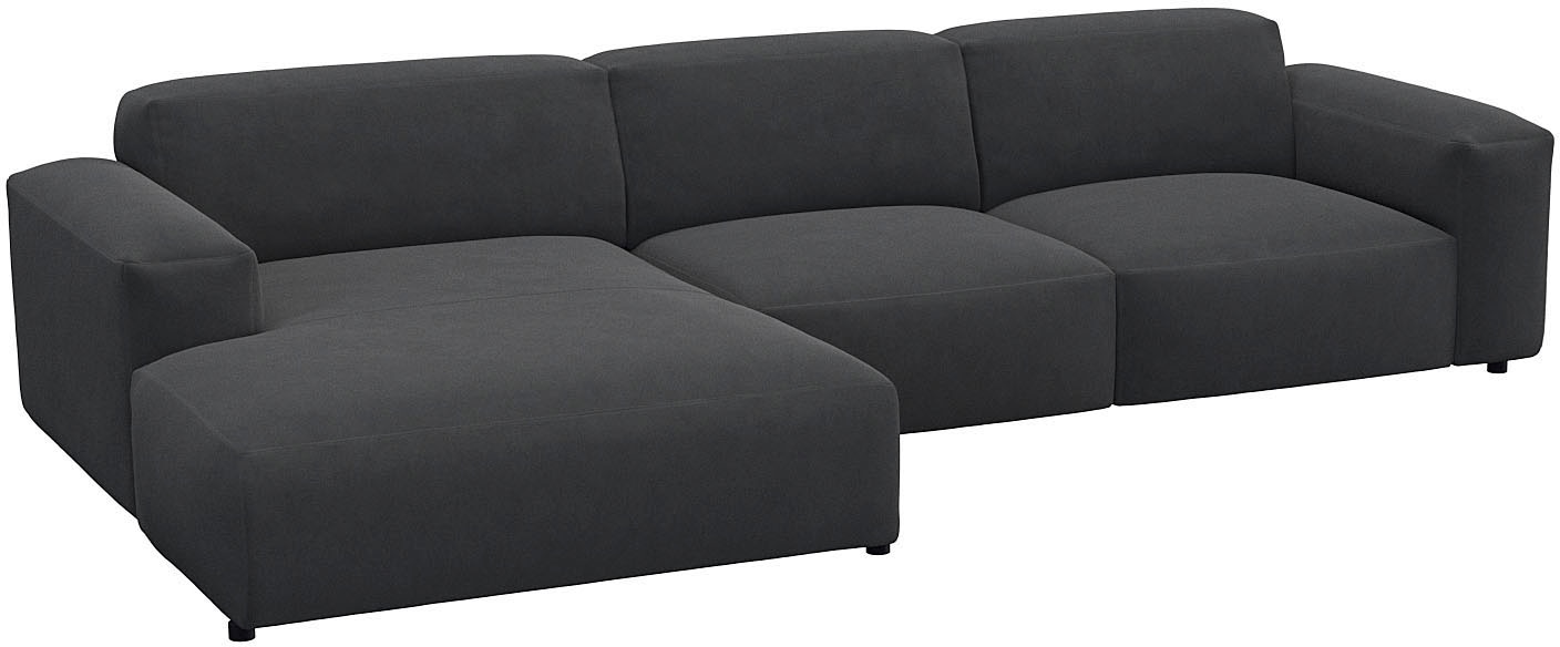 FLEXLUX Ecksofa »Lucera Chaislongue + 2,5 Sitzer«, modern & anschmiegsam, Kaltschaum, Stahl-Wellenunterfederung