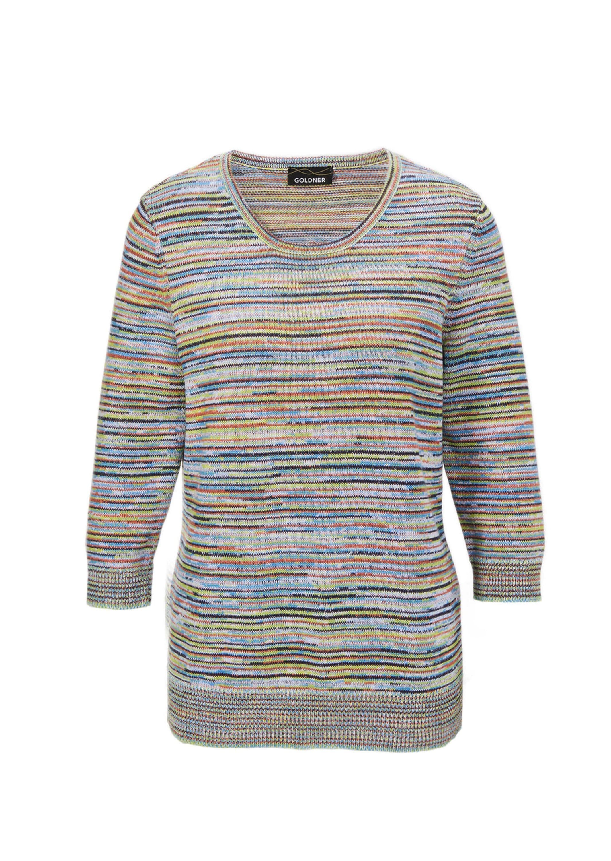 GOLDNER Rundhalspullover "Ringelpullover mit Rundhals" Sommerliche Multicolor-Optik