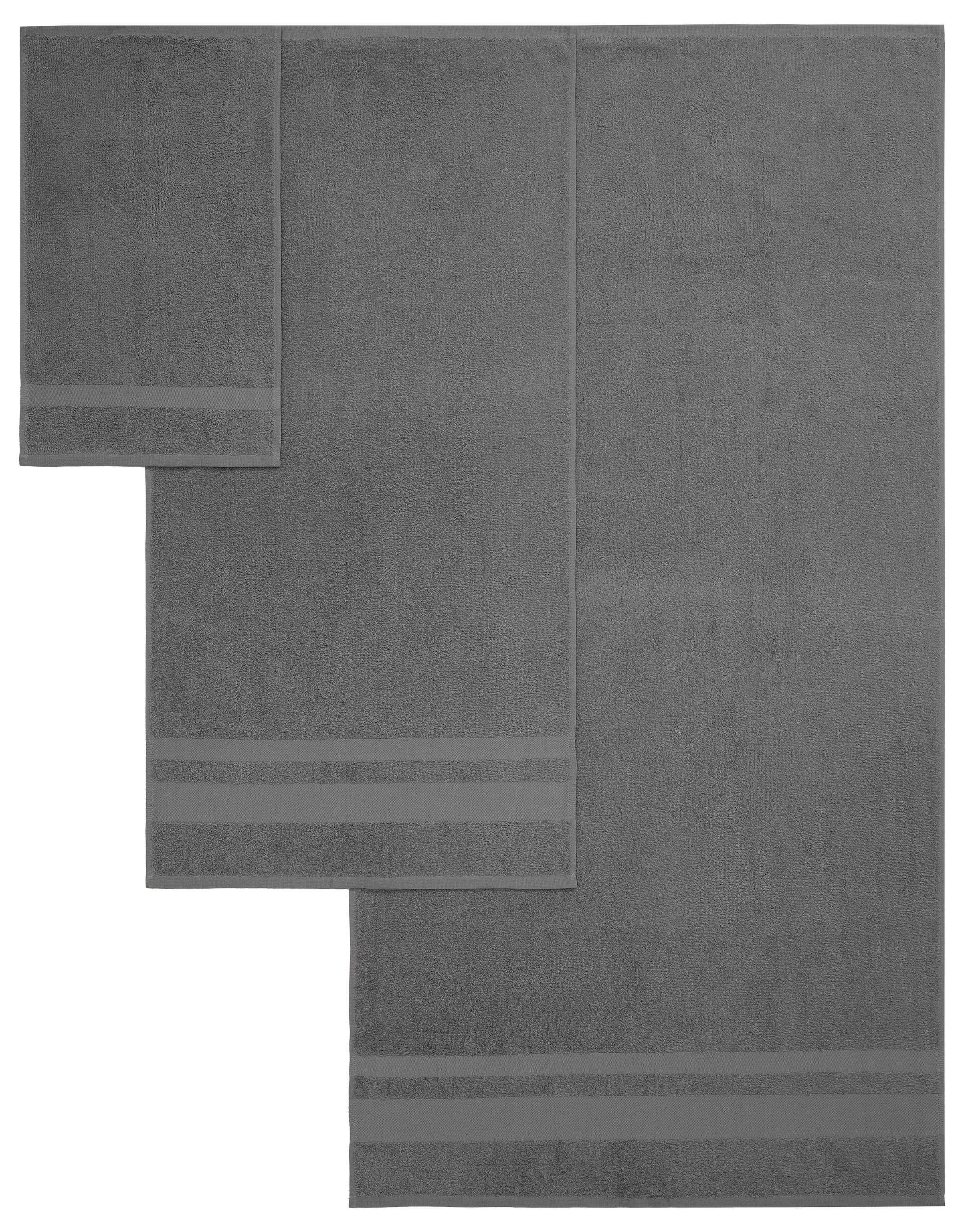 my home Handtuch Set »Vanessa, 10-tlg Handtuch-Set, Duschtücher, Handtücher und Gästetücher«, Set, 10 tlg., Walkfrottee, 100% Baumwolle, einfarbig, weich, saugstark, mit Bordüre