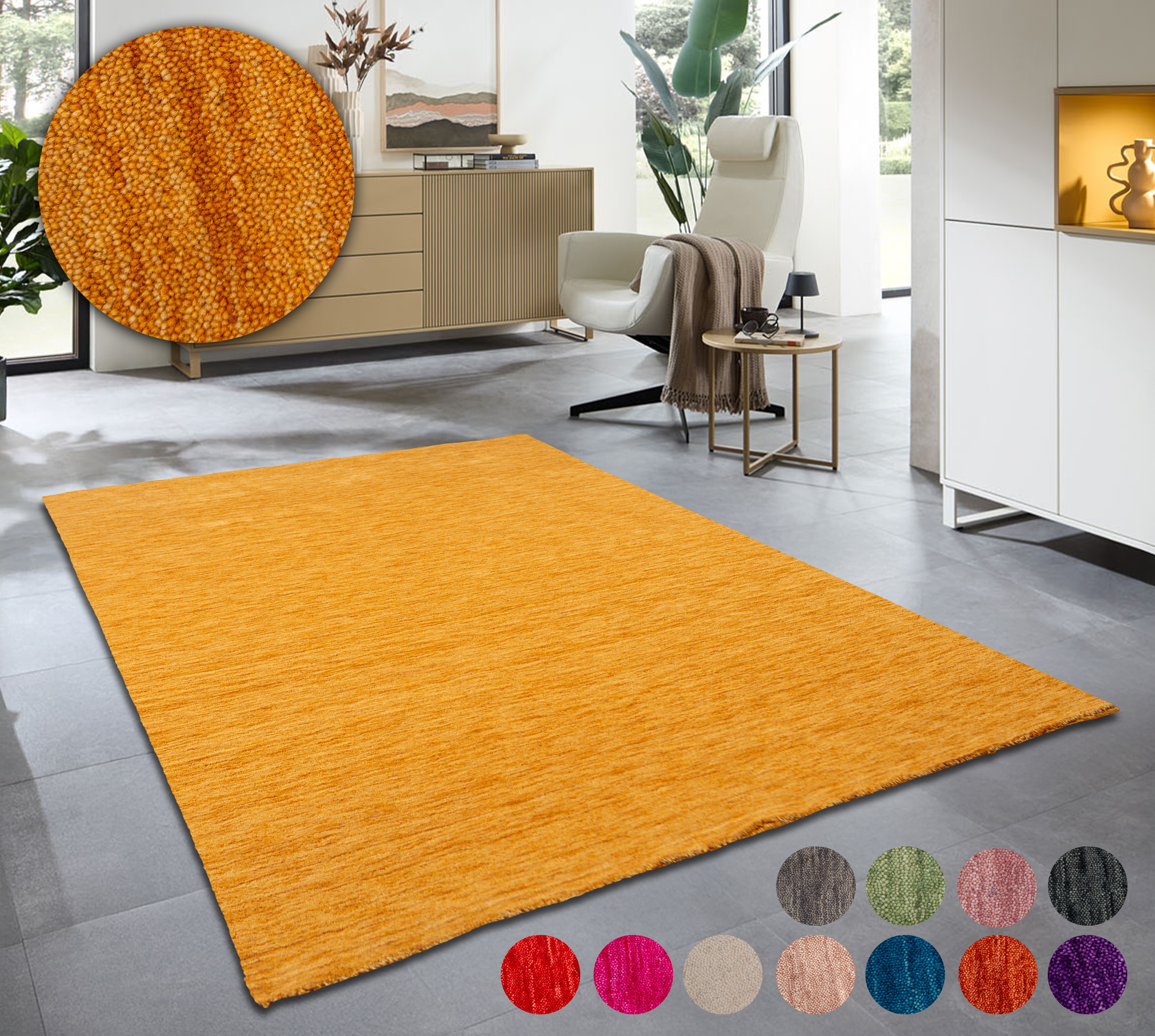OTTO home Wollteppich "Karchau, Handwebteppich" rechteckig 13 mm Höhe reine Wolle, meliert, handgewebt, brilliante Farben