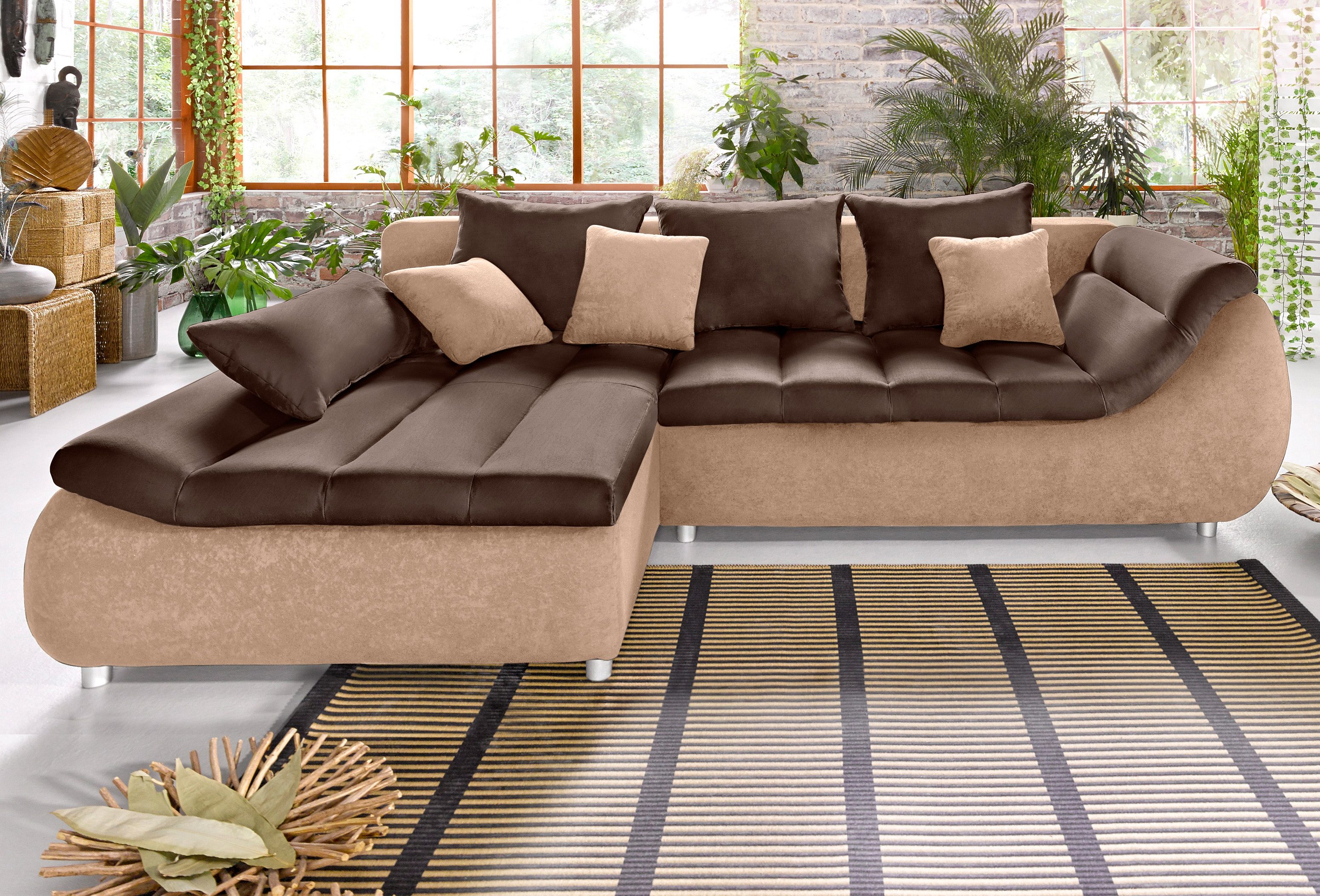 Home affaire Ecksofa "Imola modern, Breite 270cm, bequem, aktuelle Steppung im Sitz, L-Form" inkl. Bettfunktion und Bettkasten