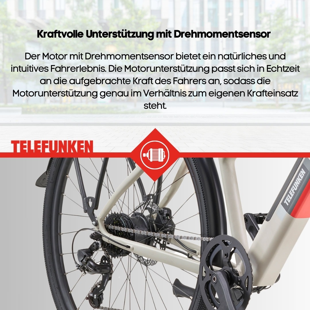 Telefunken E-Bike »UH210 Damen«, 7 Gang, Shimano, Heckmotor 250 W, (28 Zoll, Straßenzulassung, Drehmomentsensor), Pedelec, Elektrofahrrad für Damen, Urbanbike, Cityrad