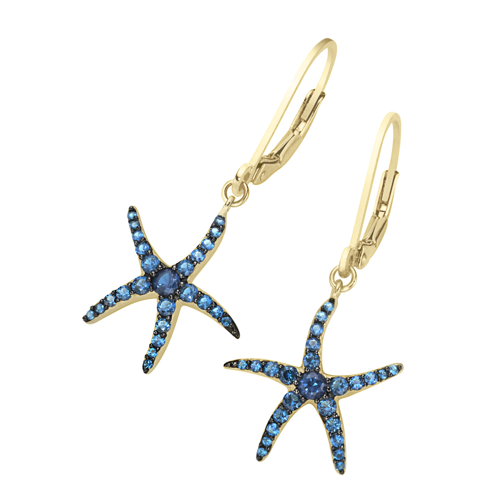 Damen Ohrringe Ohrstecker 925 Silber Diamantiert Seestern Meer Strand
