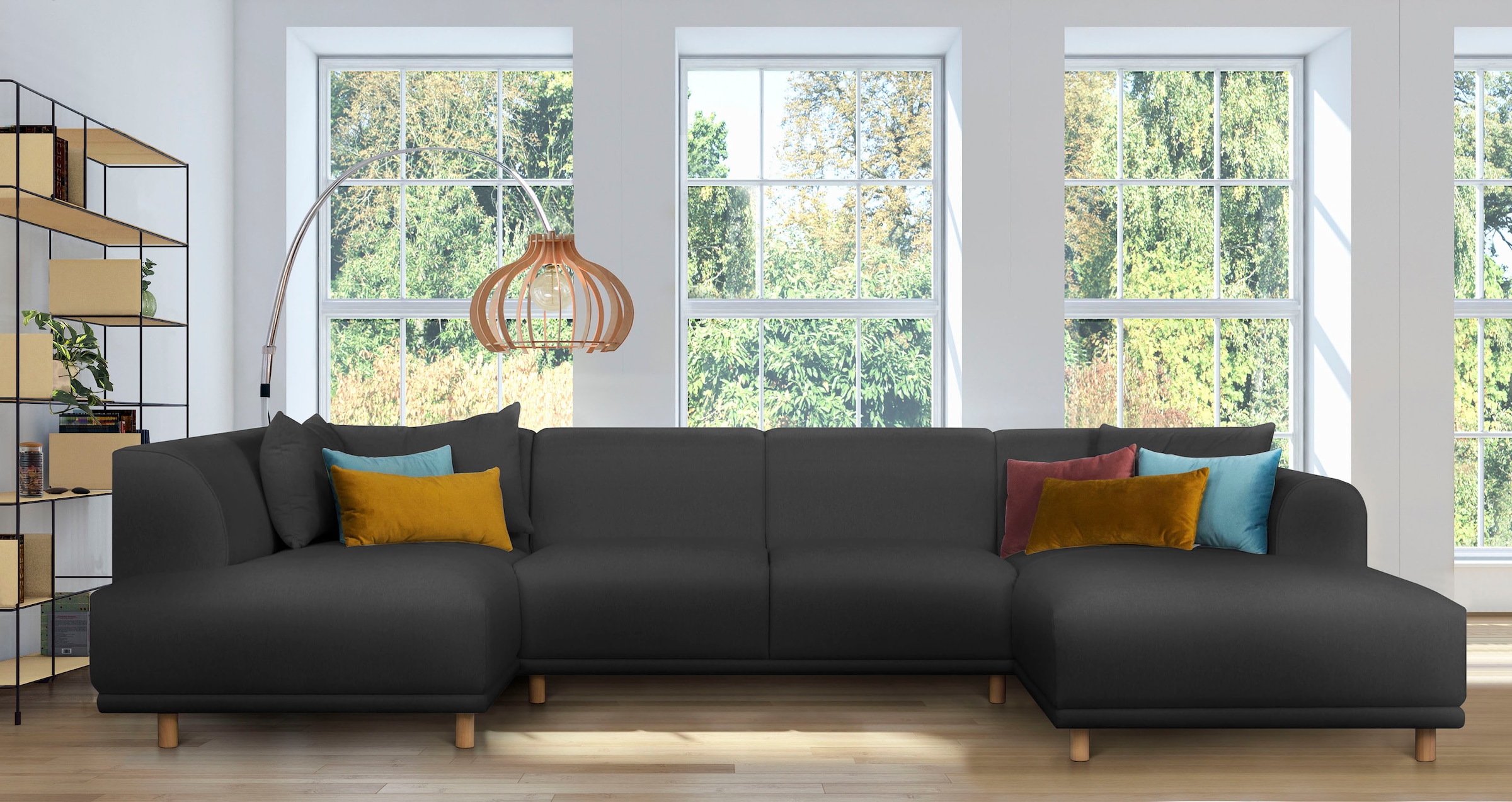 andas Wohnlandschaft »Maroon U-Form«, in skandinavischem Design, mit losen Kissen