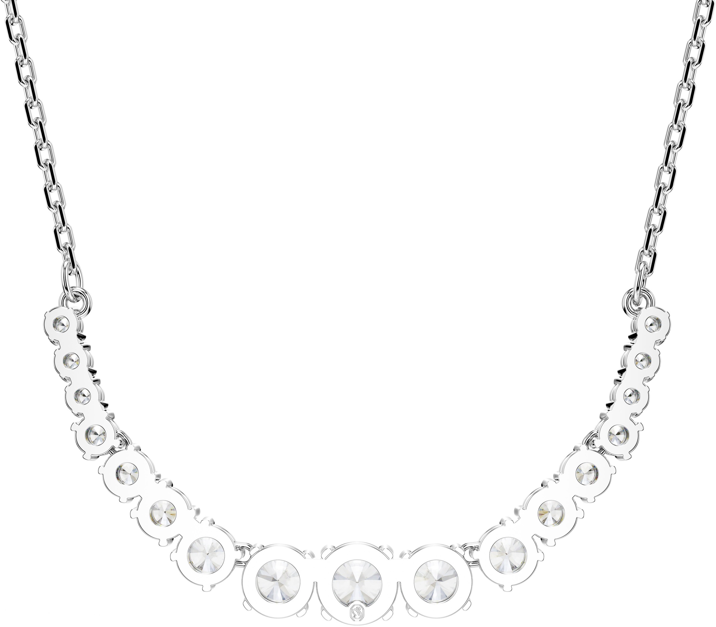Kette mit Anhänger SWAROVSKI "Schmuck Geschenk Matrix Halskette", silber (metallfarben, kristallweiß), Halsketten, Damen, Metall, L: 49, mit Swarovski Zirkonia (synth.) 4
