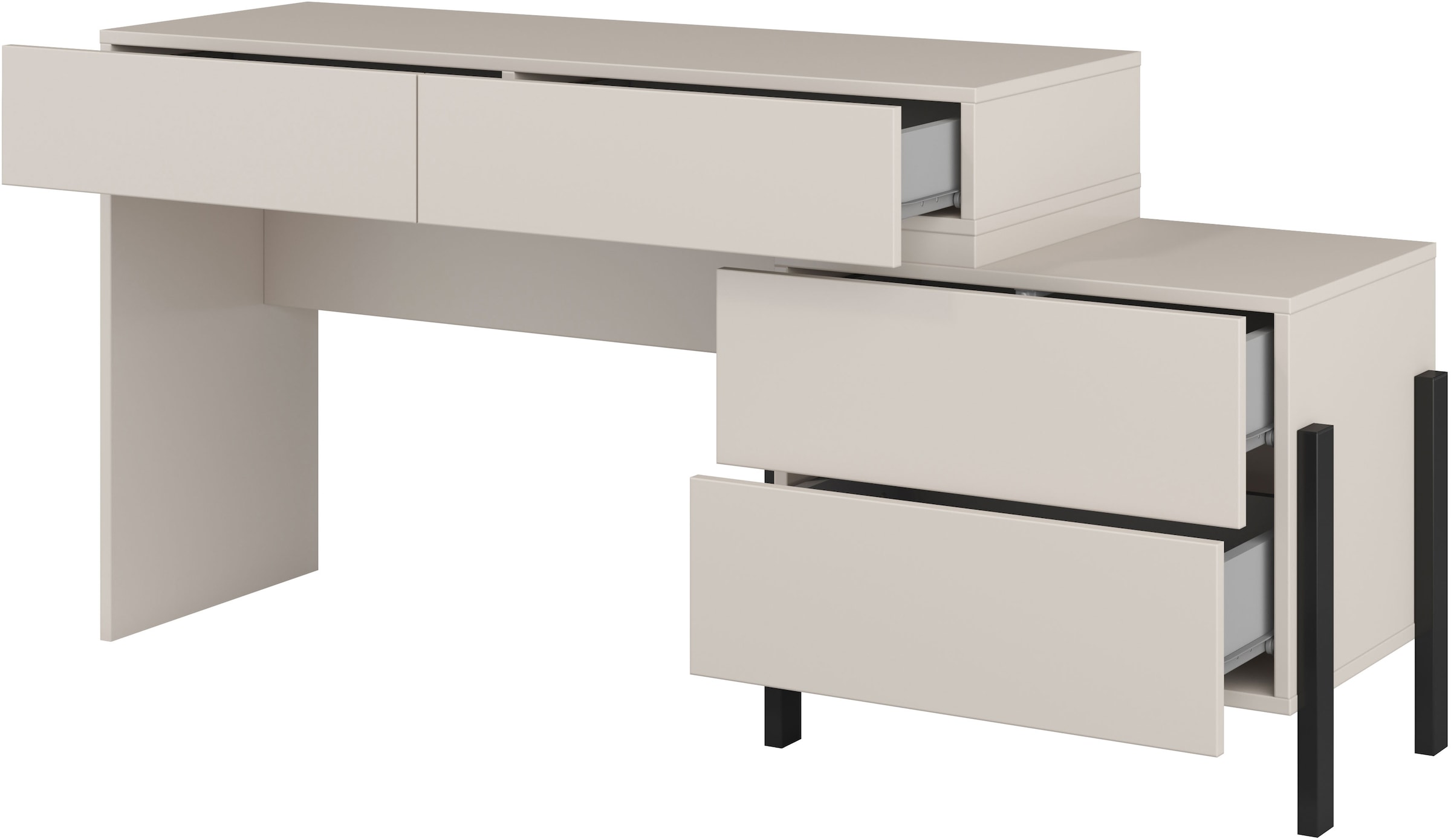 Home affaire Schminktisch »Jukon, Breite 143 cm, moderner Schminktisch«, Schminktisch, grifflos mit 4 SK