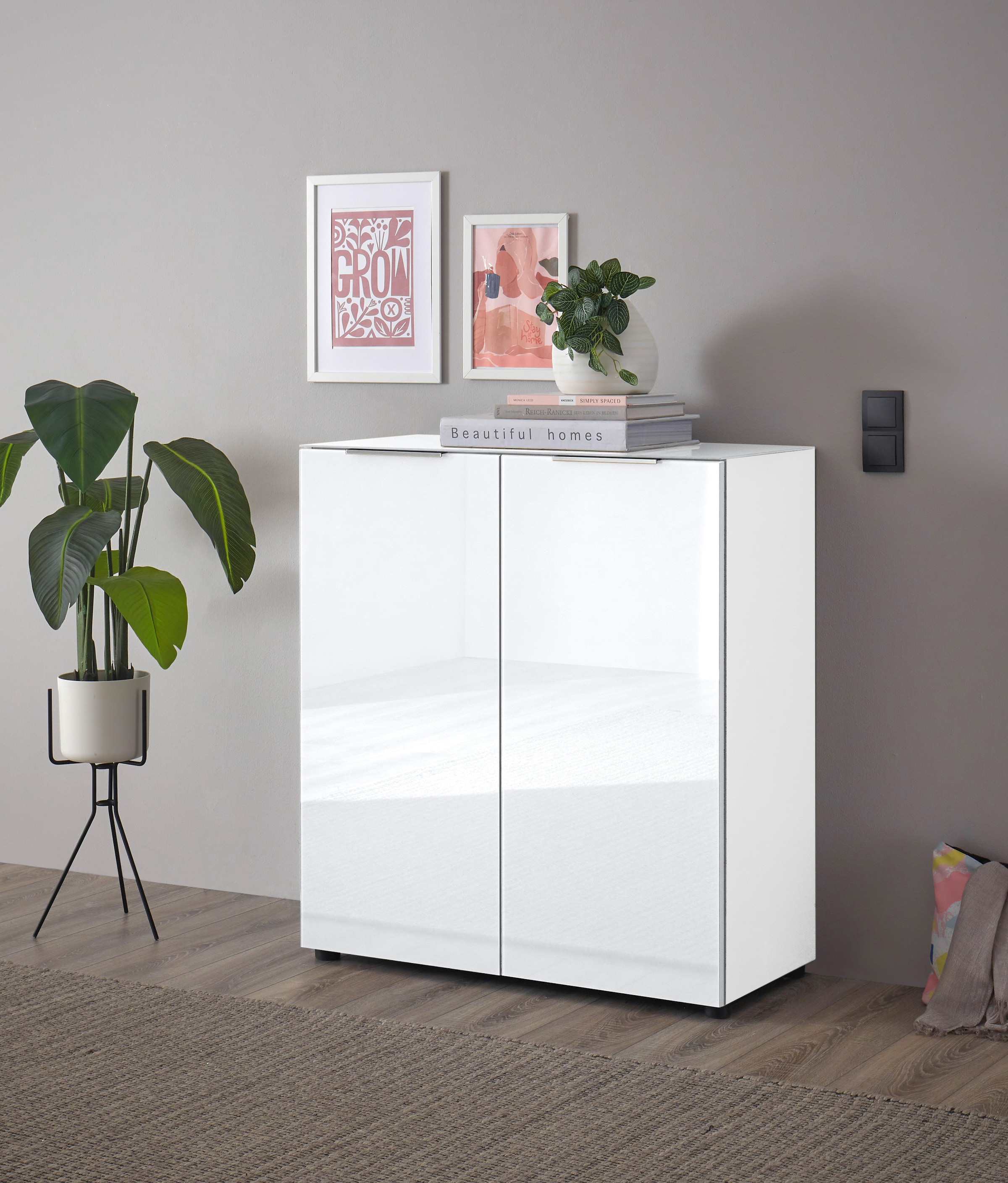 Kommode HBZ, B:90cm H:99cm T:40cm, weiß, Holzwerkstoff, Schlafzimmer, Sideboards, "Santorin, BxHxT 90x99x40 cm", Breite 90cm, Softclose für Türen,