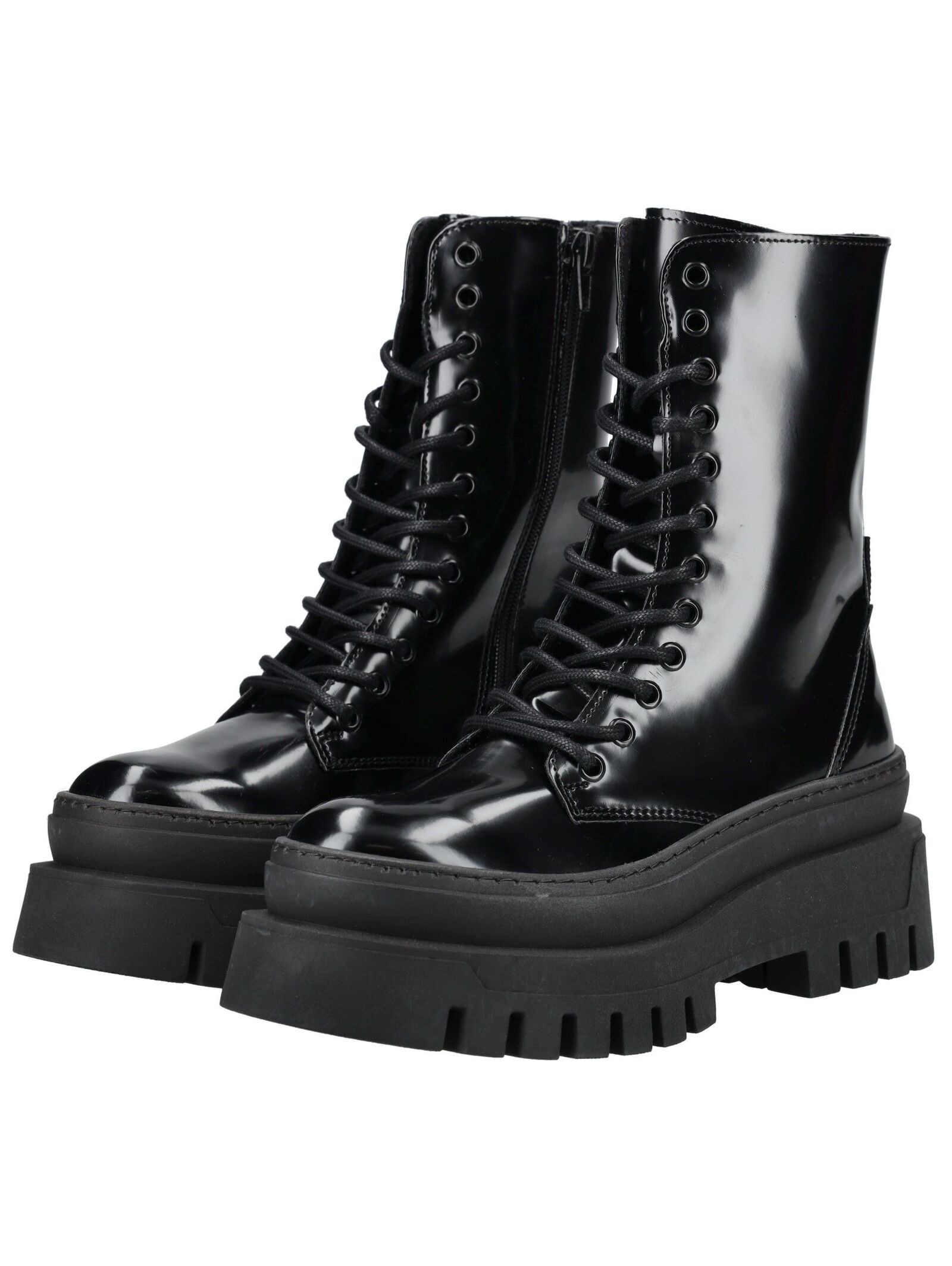 Schnürstiefelette STEVE MADDEN "STEVE MADDEN Stiefelette Lederimitat", Damen, Gr. 40, schwarz (schwarz lack), Lederimitat, Schuhe Schnürstiefelette 3
