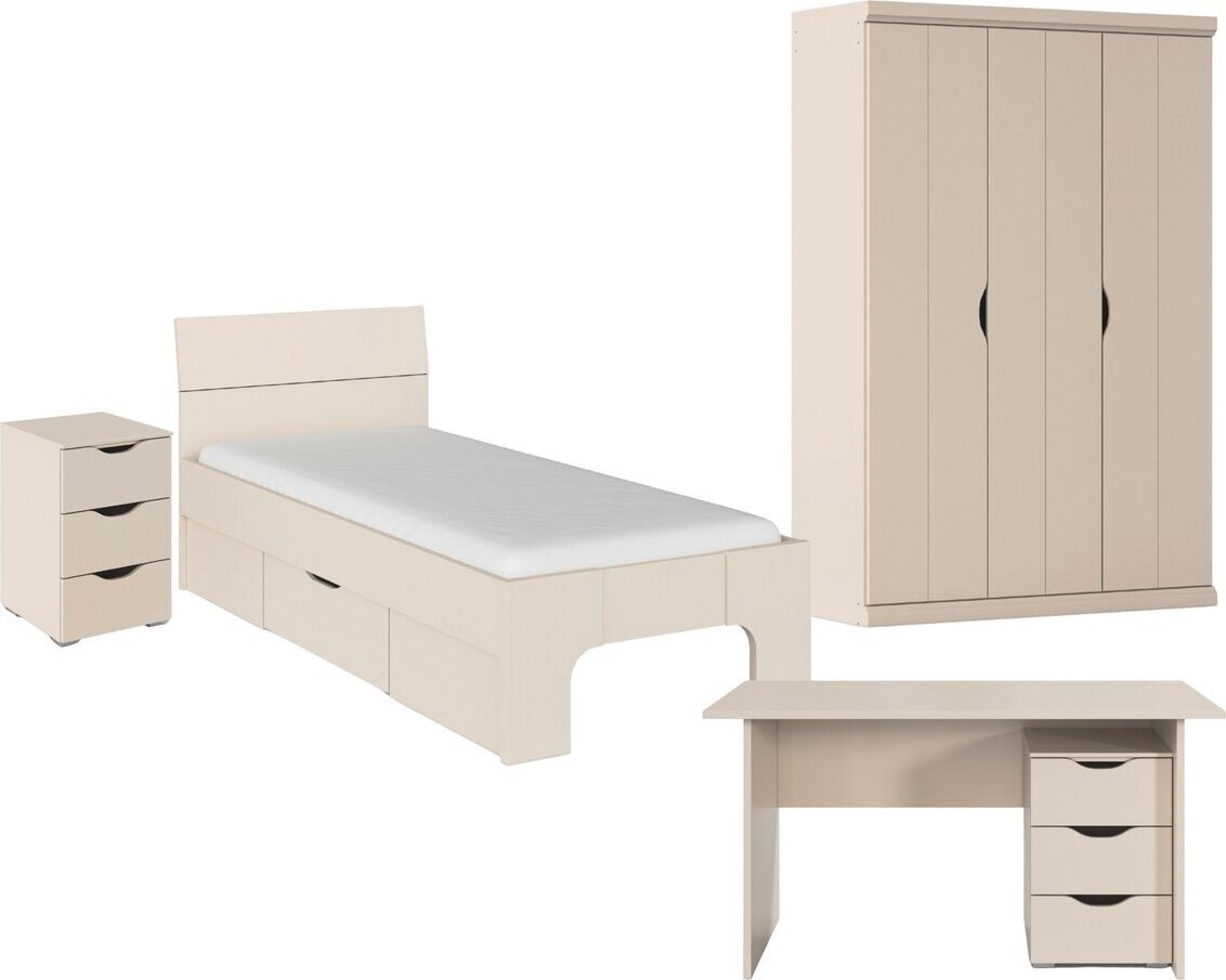 Jugendzimmer-Set RAUCH, beige, Holzwerkstoff, Schlafzimmermöbel-Sets, "Kinderzimmer Komplettzimmer Schlafzimmer-Set (4-tlg.) MARLENE", erhältlich in
