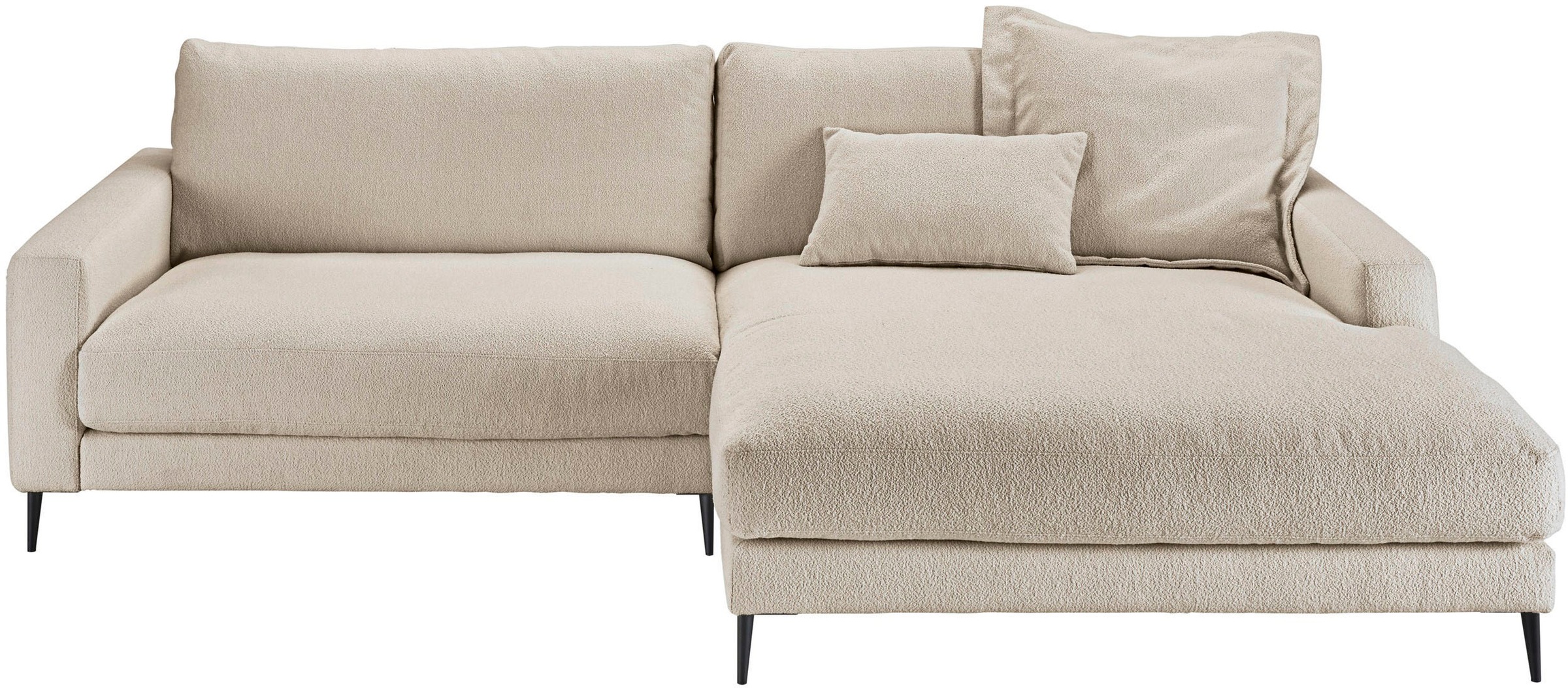 INOSIGN Ecksofa »Downtown, B/T/H: 272/190/84 cm L-Form«, weicher Sitzkomfort auch in Cord und Bouclé, incl. Zierkissen