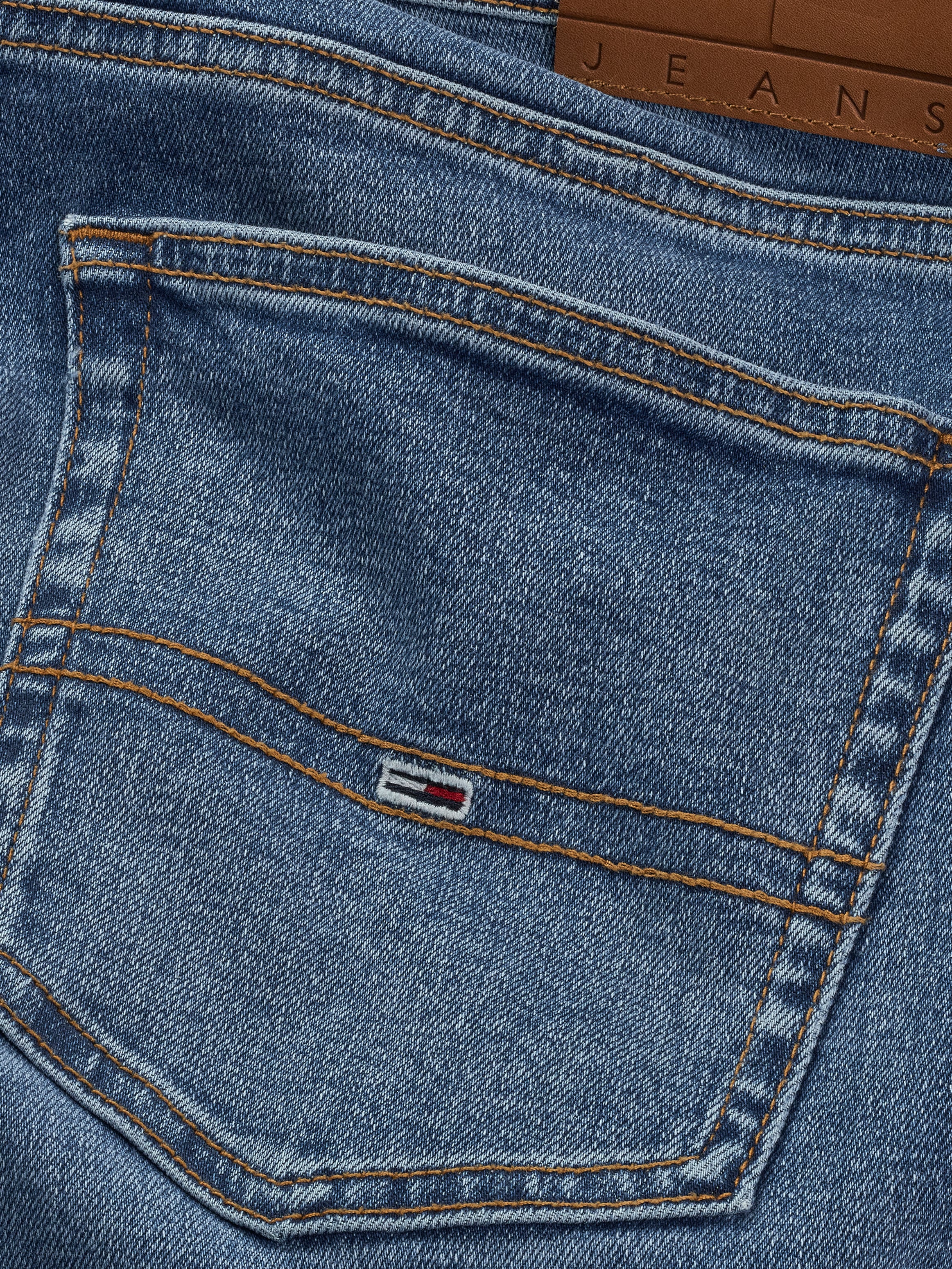Tommy Jeans Gerade Jeans »Scanton Slim« Mit Markenlabel aus Leder hinten