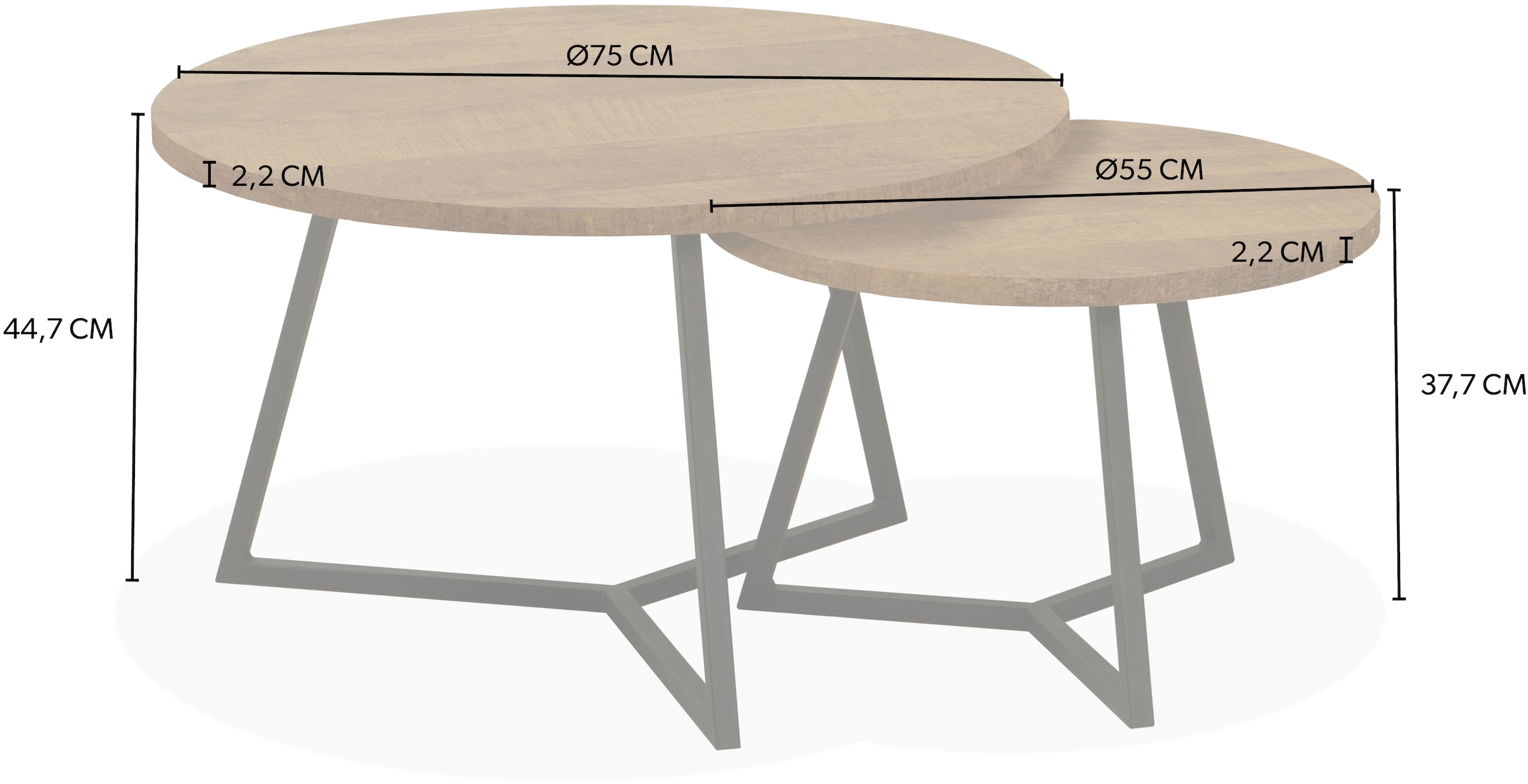 OMG Design Couchtisch »Torino« 1 Stk. tlg. im 2er Set, variabel stellbar