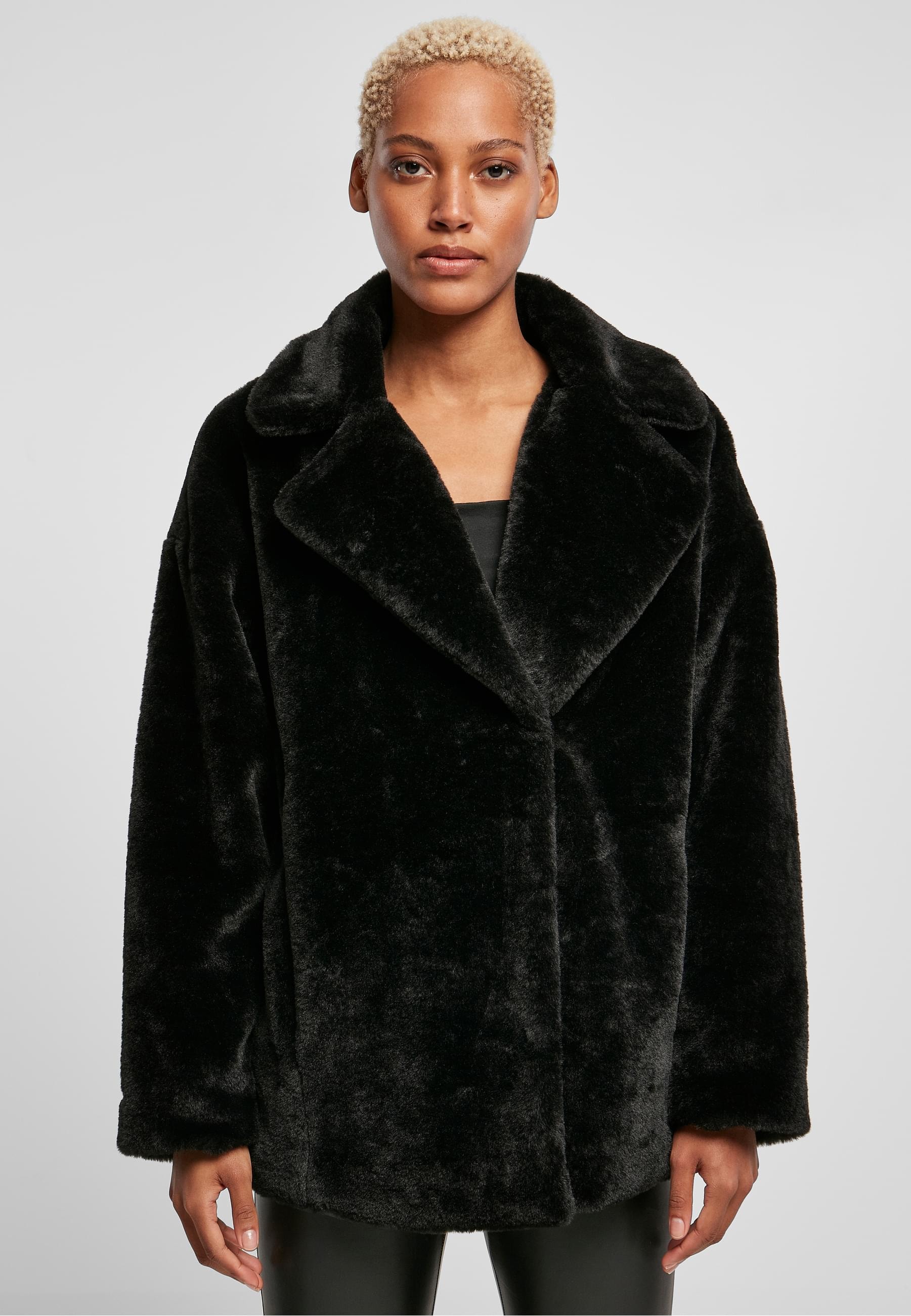 URBAN CLASSICS Winterjacke »Urban Classics Damen Ladies Lapel Teddy Jacket«, (1 St.), ohne Kapuze