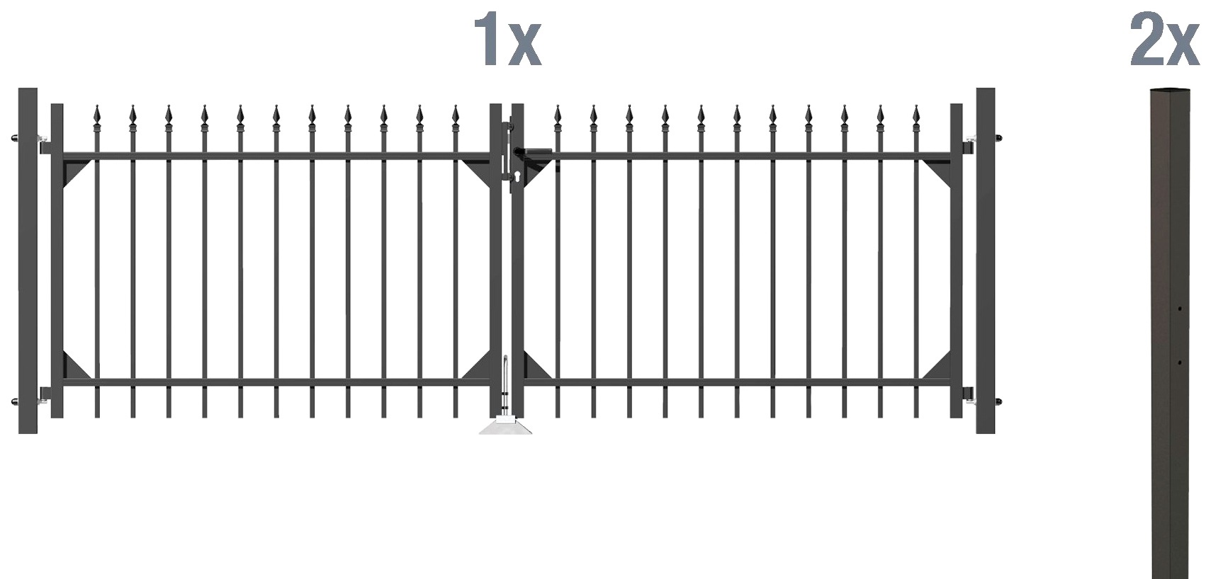 Alberts Zaundoppeltür "Chaussee", Breite: 300 cm, Höhe: 100 und 120 cm