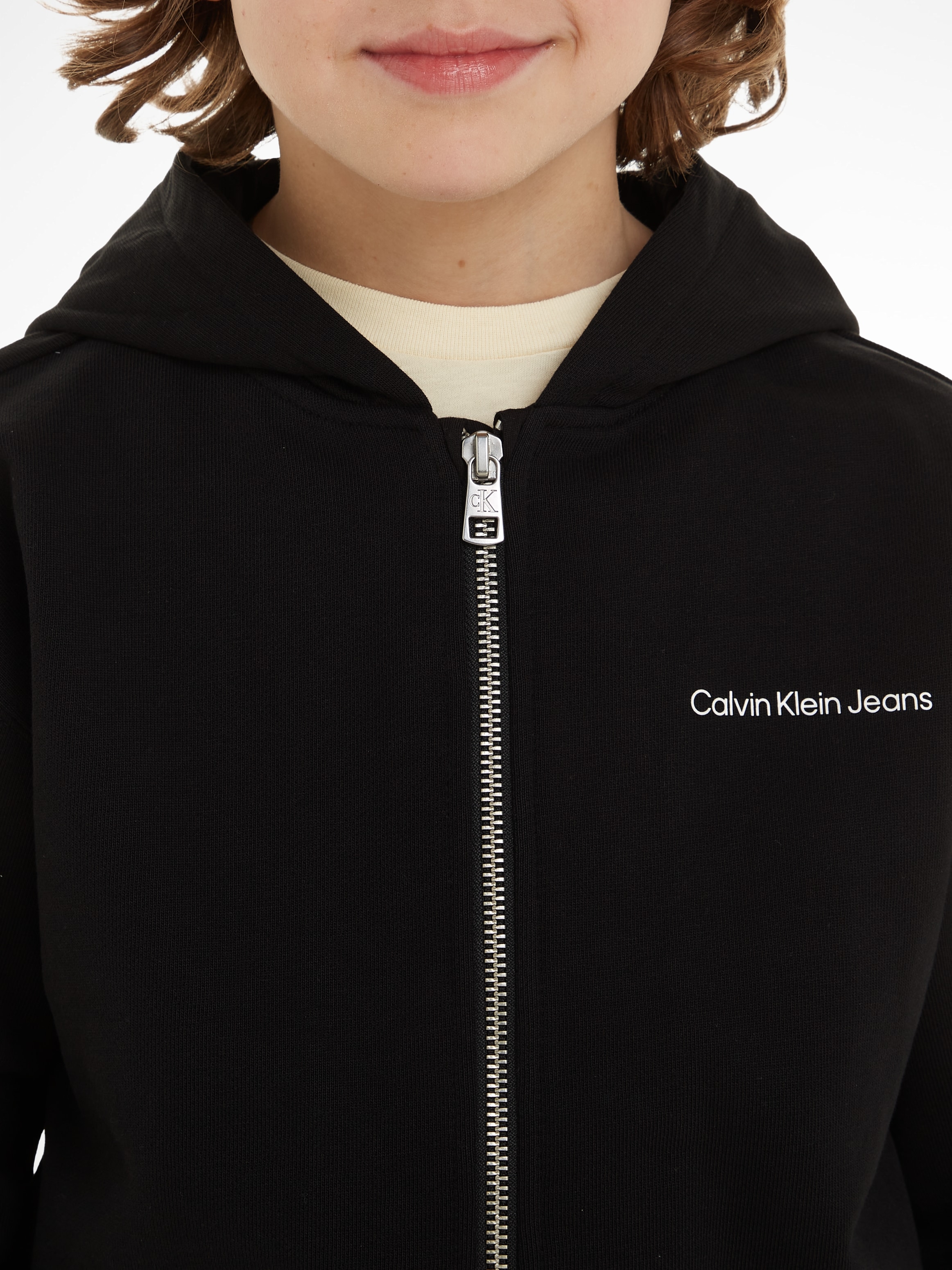 Calvin Klein Jeans Sweatshirt »INST. LOGO RELAXED ZIP-THROUGH«, für Kinder bis 16 Jahre