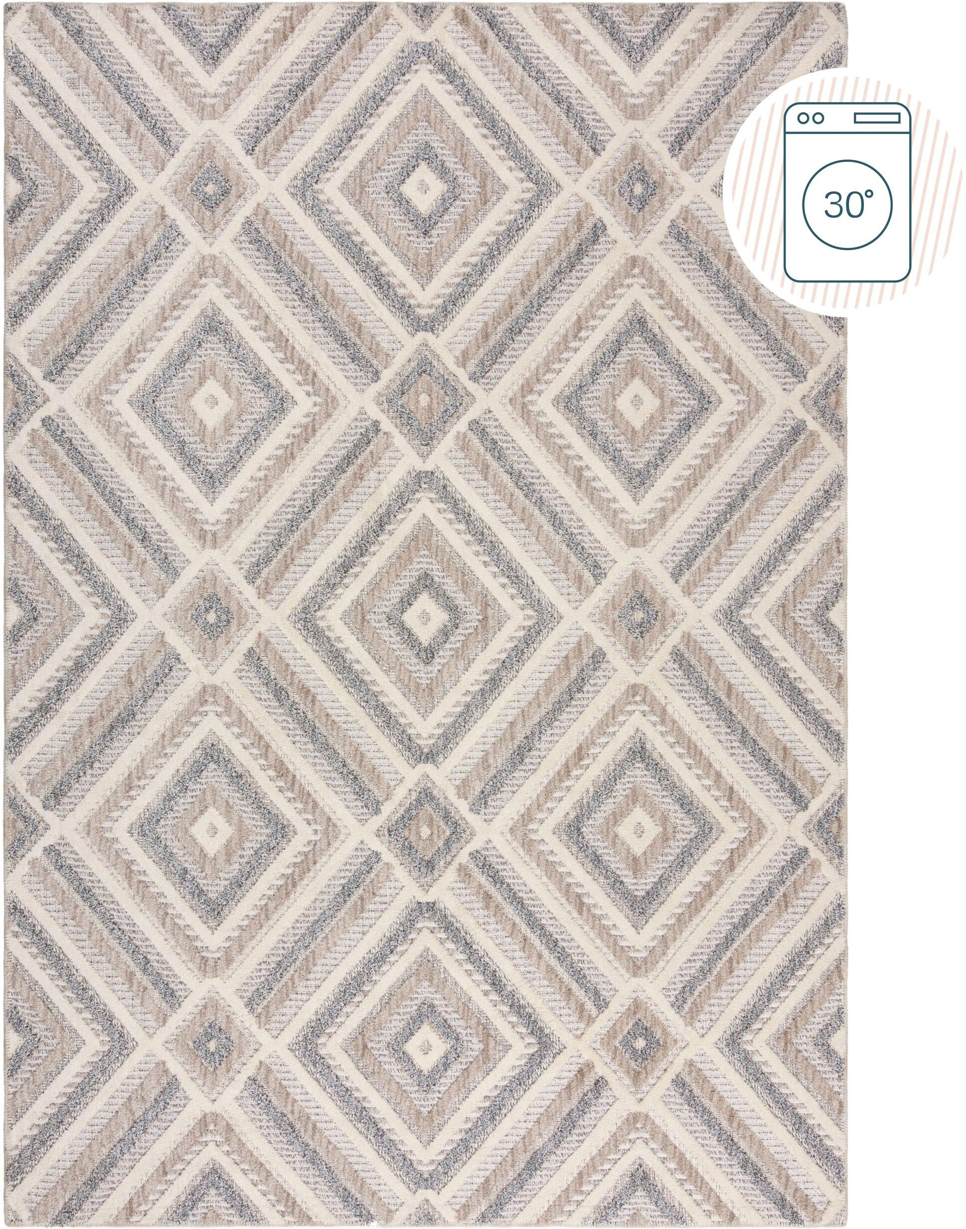 FLAIR RUGS Teppich "Beckett" rechteckig 4 mm Höhe Waschbarer Geometrischer Teppich, Wohnzimmer, Schlafzimmer, Esszimmer