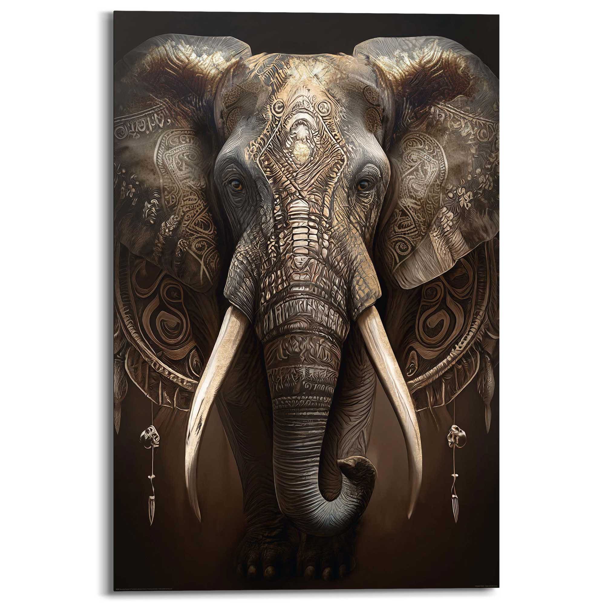 Reinders! Deco-Panel »Decorated Elephant« Tiere 1 Stk. tlg. Wohnzimmer - Mandala - Gold - Gold - MDF - Tiere - 60x90 cm