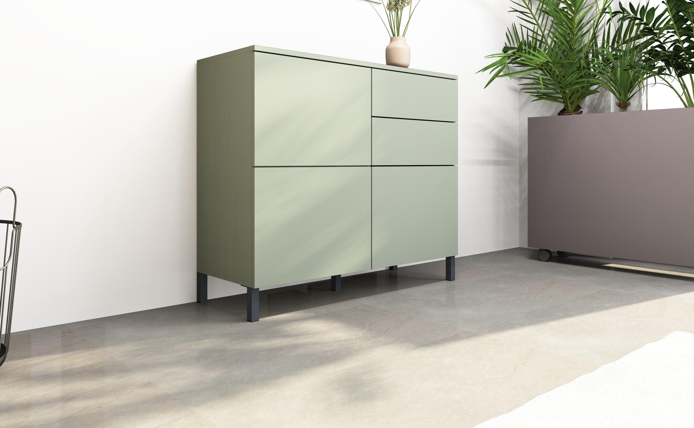 Thumbnail - borchardt Möbel Kommode "Haama, modern, grifflos, Metallfüße, praktisch, 3 Türen" Push-To-Open, verstellbare Einlegeböde...