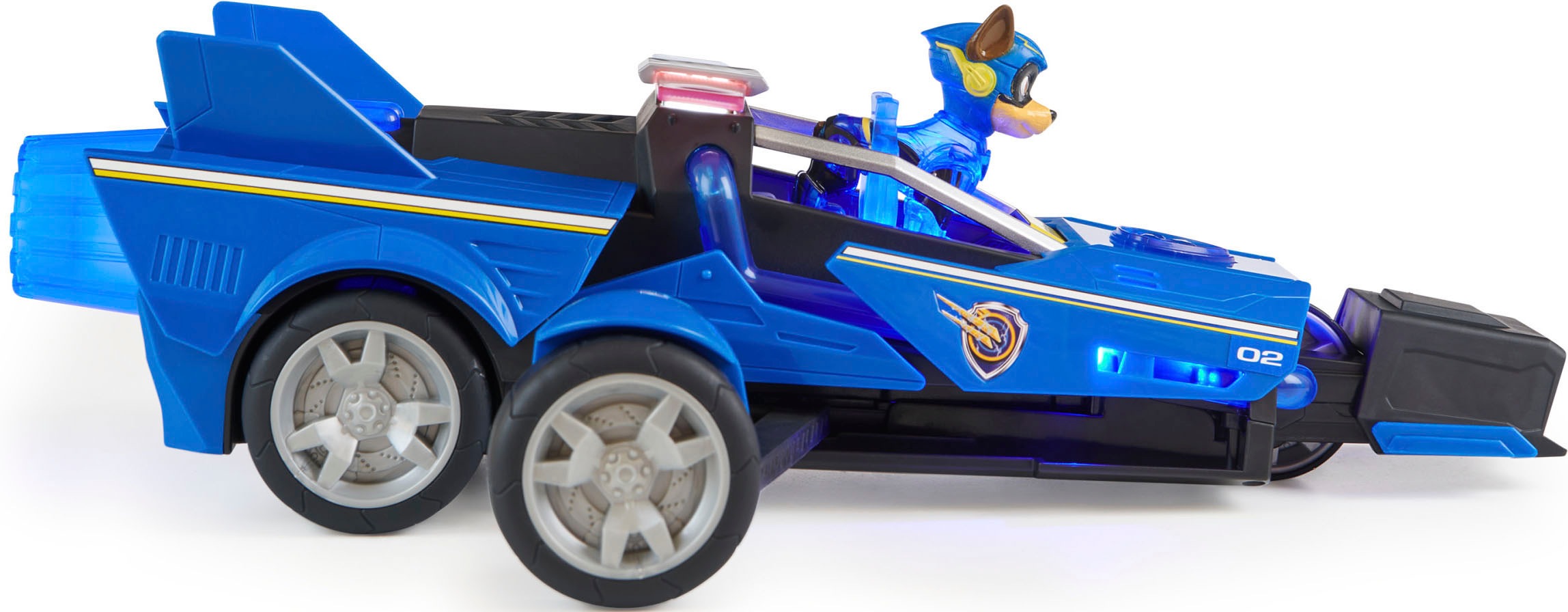 Spin Master Spielzeug-Rennwagen »Paw Patrol - Movie II - Chases Deluxe Raketen-Fahrzeug«, Superhelden-Raketenfahrzeug inkl. Chase Figur