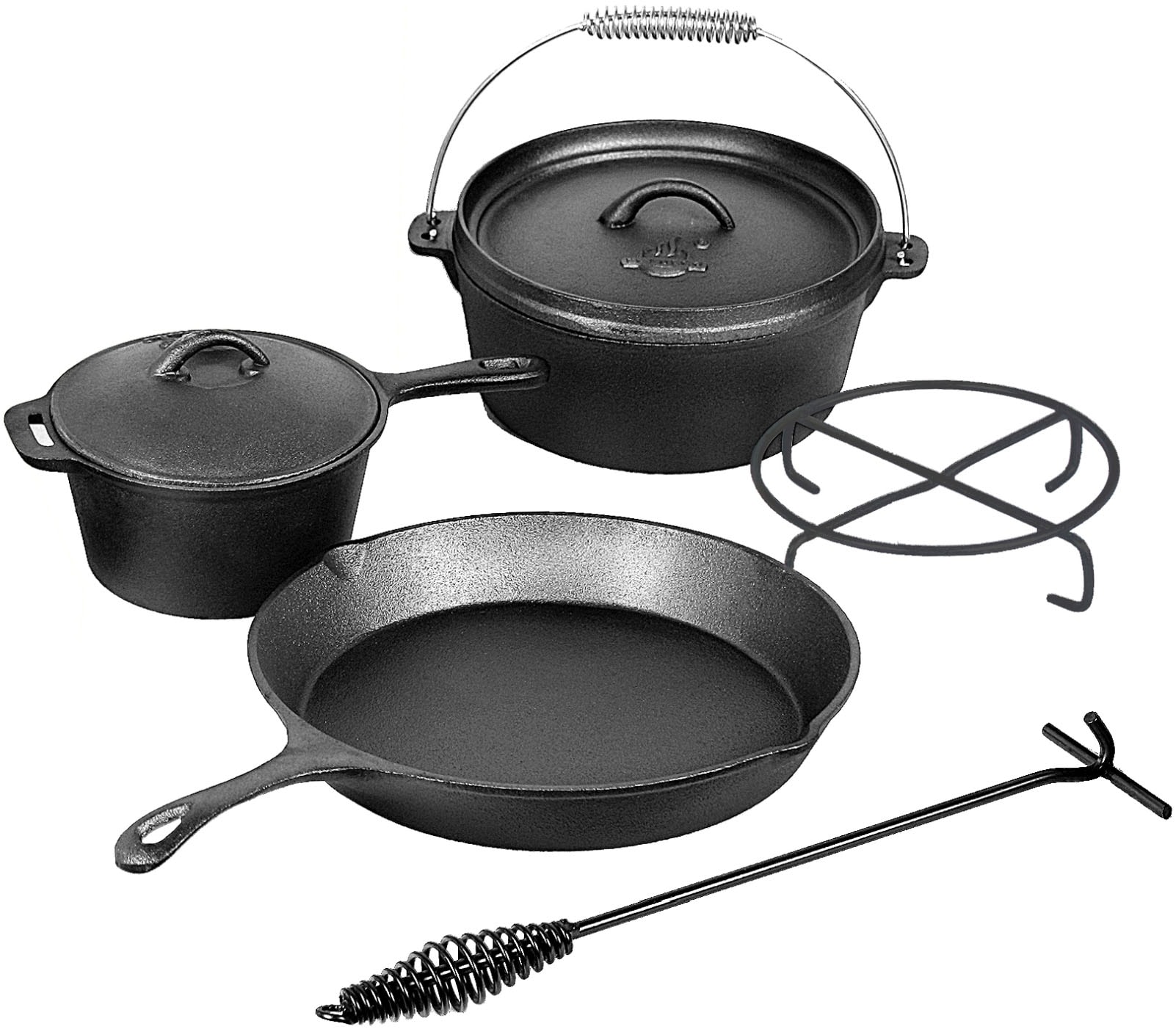 El Fuego Topf-Set "El Fuego Dutch Oven", Eisenguss, (Set, 7 tlg.), aus Gusseisen, mit spezieller Oberflächenveredelung