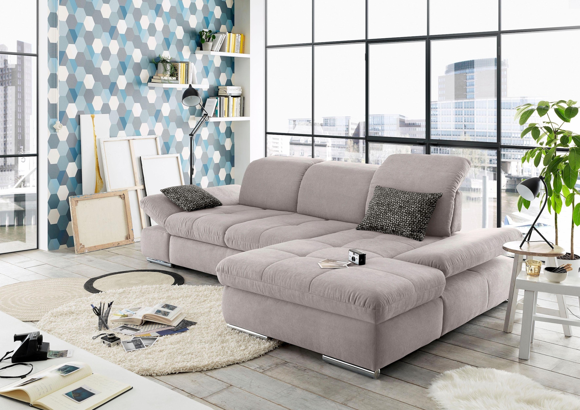 set one by Musterring Ecksofa "SO4100 V" mit verstellbaren Kopfteilen, wahl günstig online kaufen