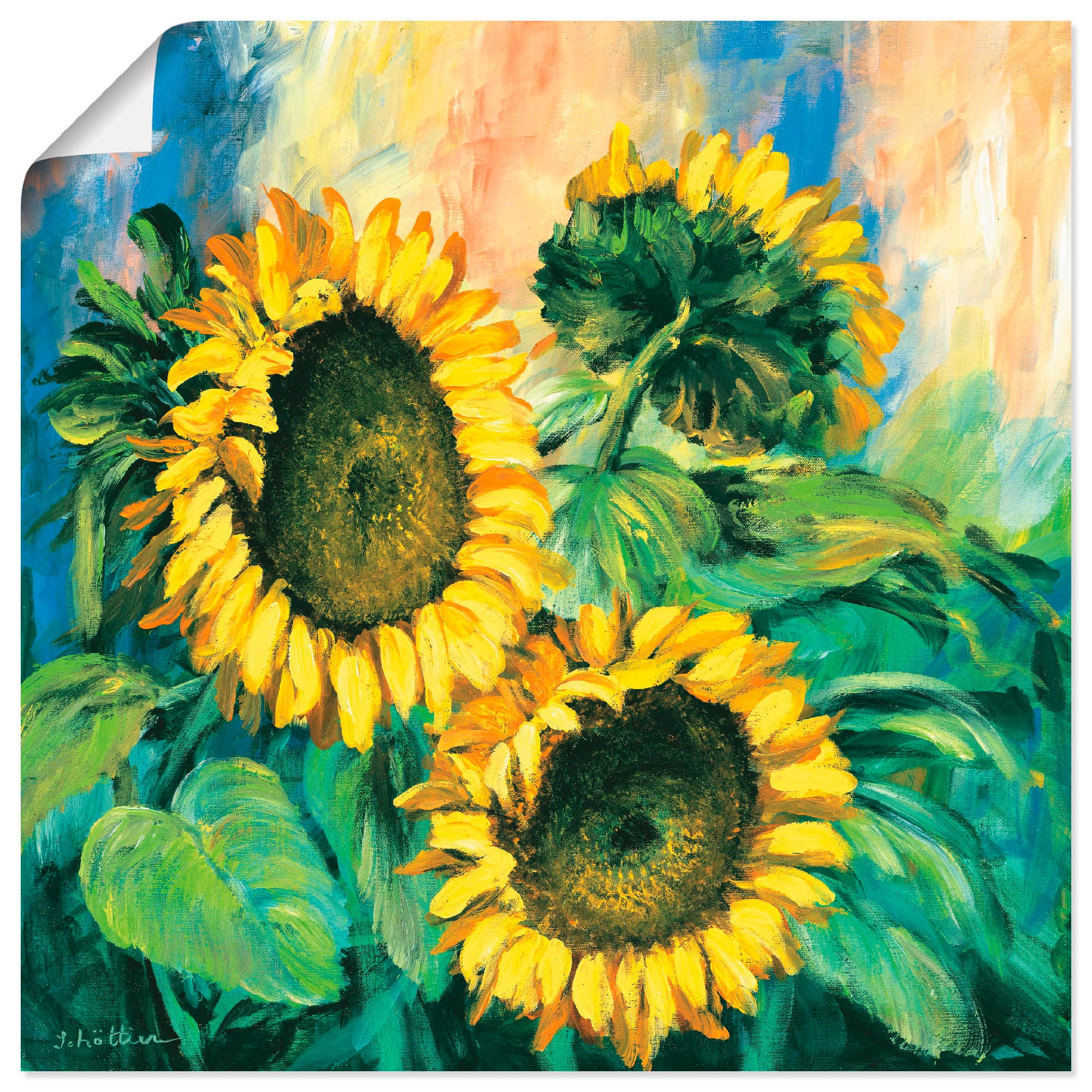 (1 Größen Poster BAUR oder kaufen St.), »Sonnenblumen Leinwandbild, II«, Blumen, versch. als in | Wandaufkleber Artland Wandbild