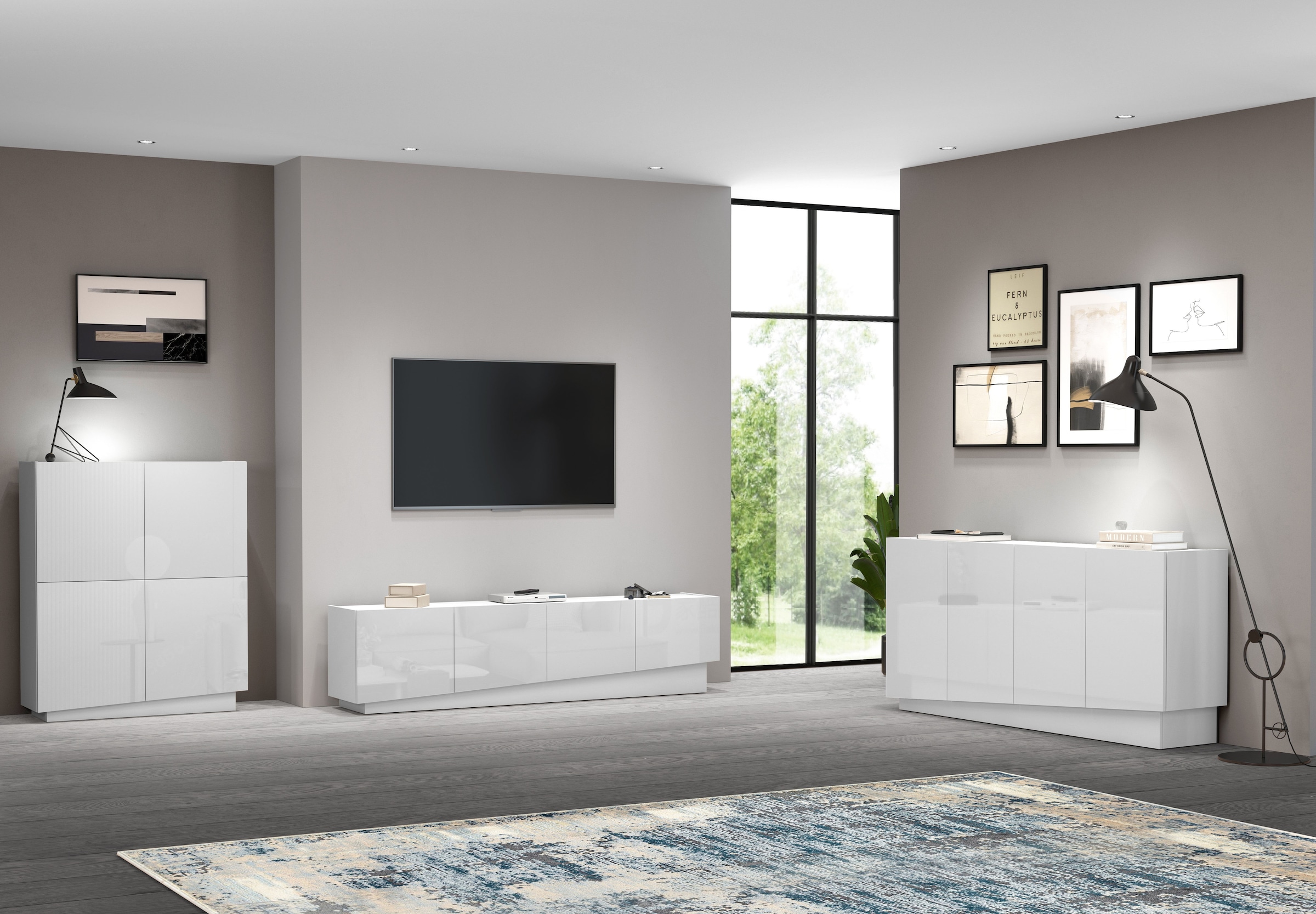 INOSIGN Highboard »VELA, Highboard, Höhe 120 cm,Design mit schrägen Türen«, (1 St.), Made in Italy, Maße-B/T/H: 100x35x120,hohes Sideboard,Anrichte,Kommode