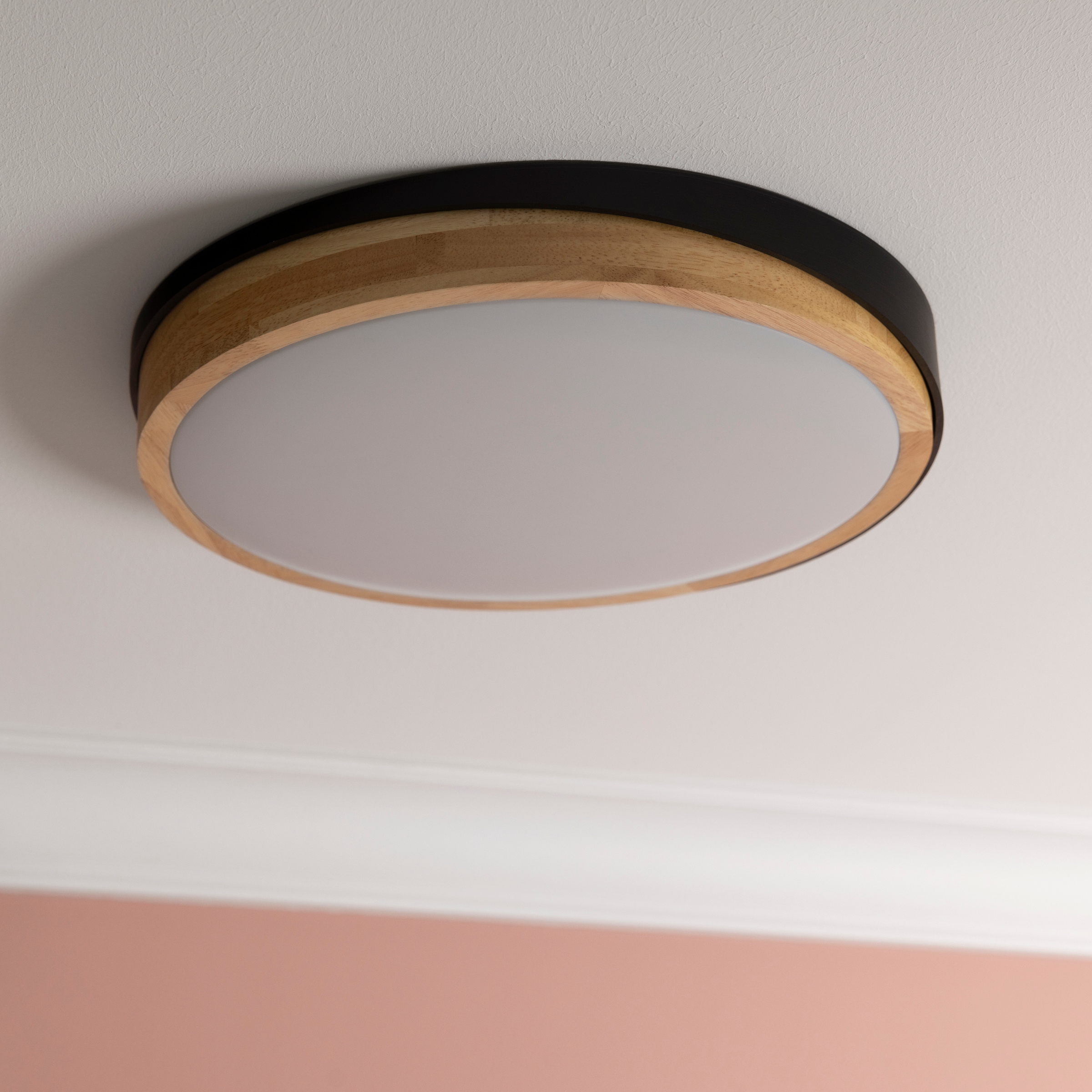 Brilliant LED Deckenleuchte »Baarlo«, Ø 35 cm, 2400 lm, 3000 K, 3-Stufen dimmbar, Holz/Metall