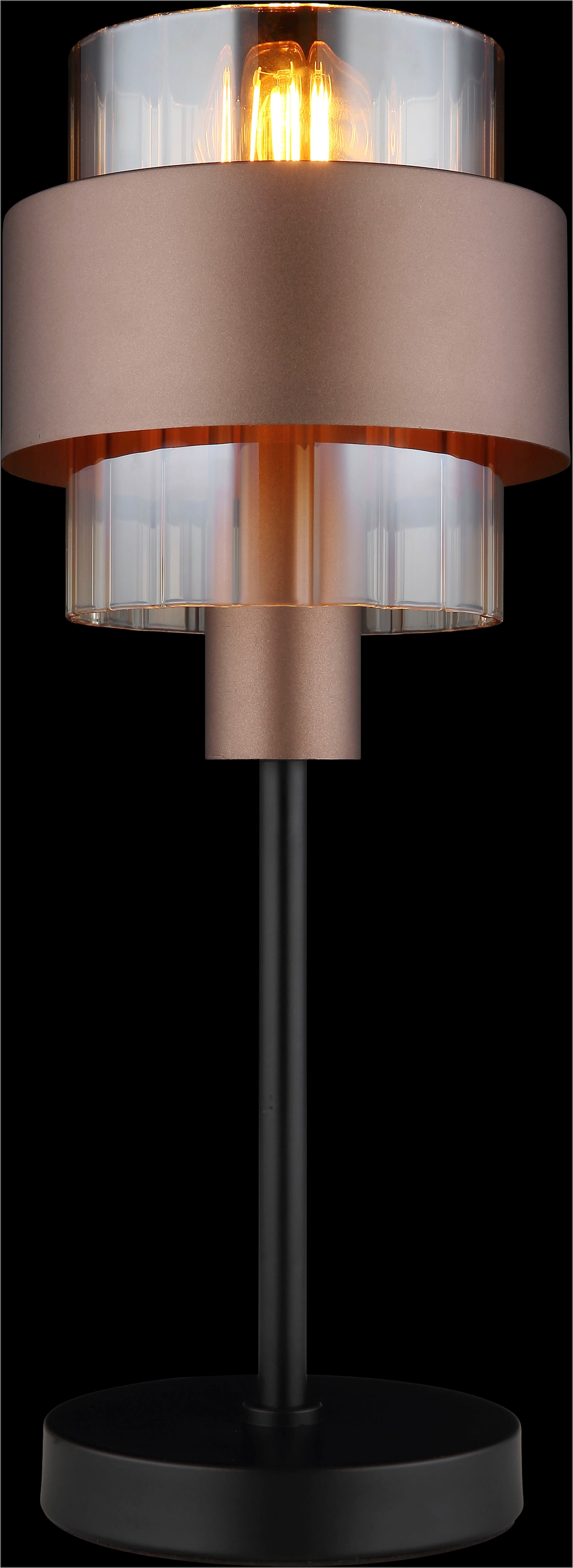 GLOBO LIGHTING Tischleuchte »MILLEY« E27 1 Stk. Tischlampe Glas amber bronzefarben ø: 185mm, H: 470mm Schlafzimmer