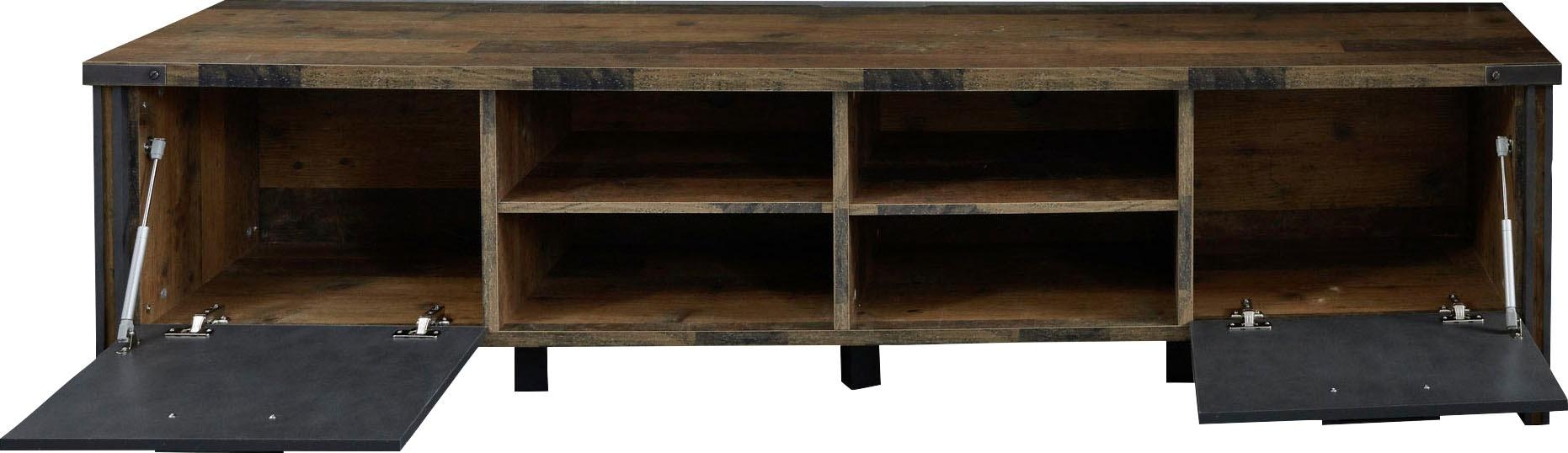 Home affaire Lowboard »Bristol«, Breiter Fernsehtisch im Industrial Style - Maße (B/T/H) 207/42/52 cm