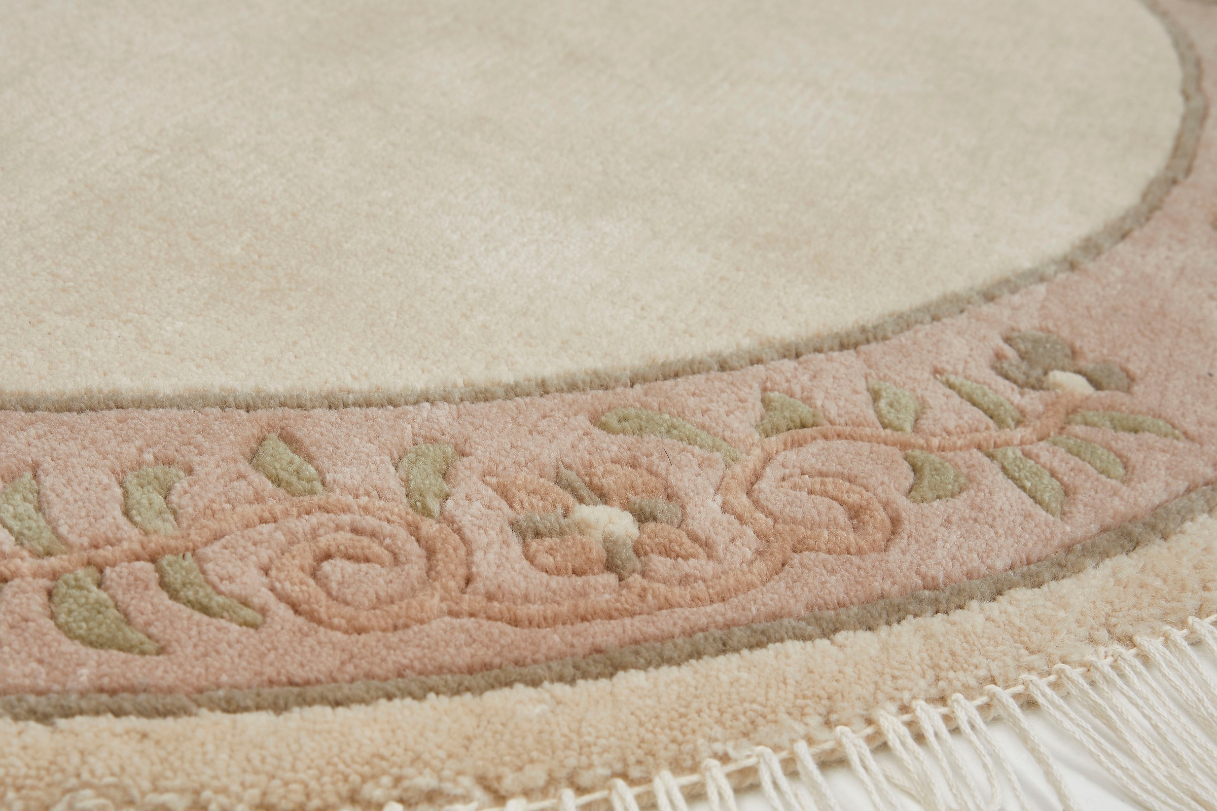 LUXOR living Wollteppich »Giza«, rund, 12 mm Höhe, reine Wolle, handgeknüpft, mit Bordüre und Fransen, Orient-Teppich