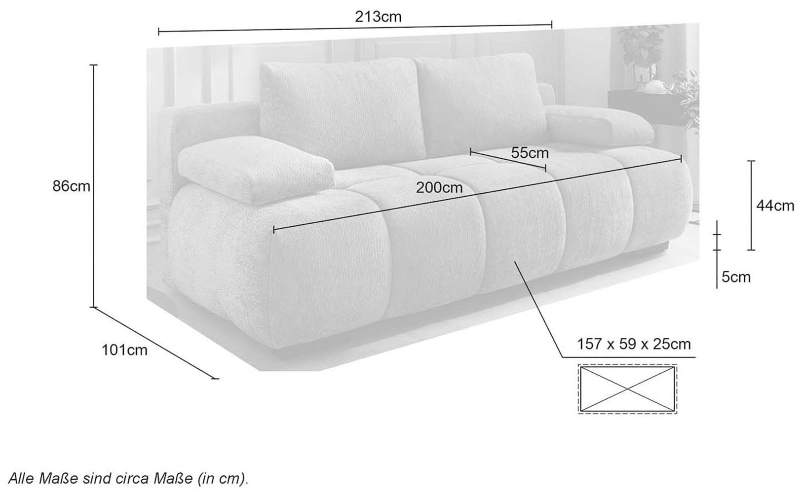 Jockenhöfer Gruppe Schlafsofa »Reno«, mit Gästebettfunktion und Bettkasten, Kuschelstoff