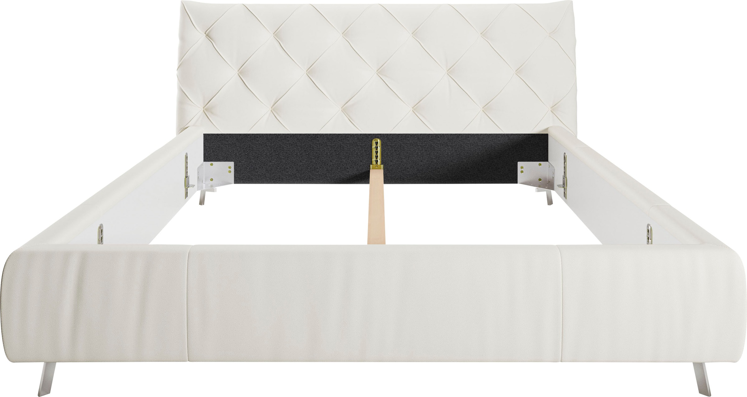 Polsterbett HOME AFFAIRE "Elloree in 4 Breiten bis 200cm, auch in Leder", weiß, B:176cm H:105cm L:254cm, Rinds- Oberleder, Betten, Polsterbett, Kopfteilhöhe 105cm, belastbar bis 280 kg, auch in Überlänge 220cm 3