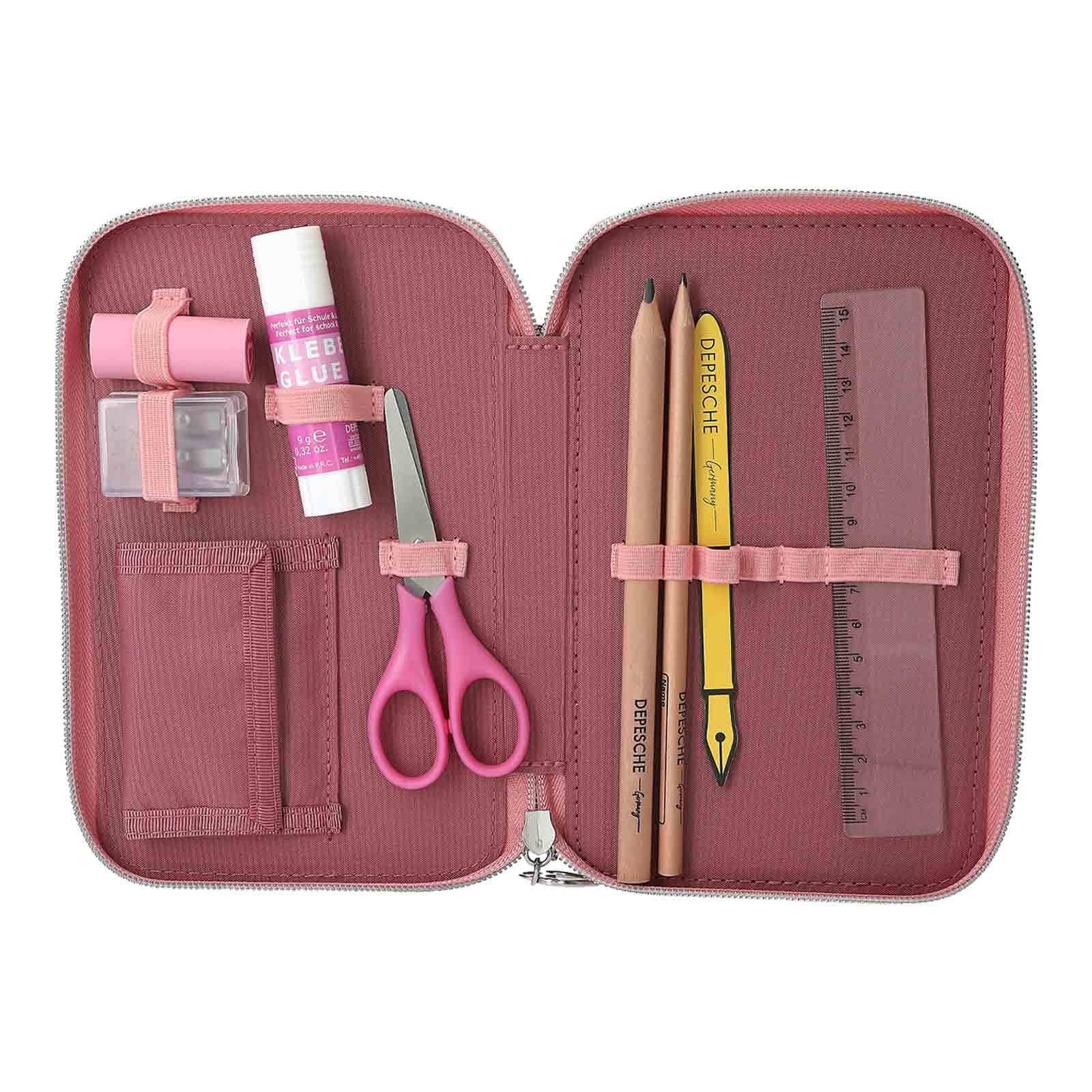Depesche Buntstift »3-Fach Federtasche LED Pferde Miss Melody 20 x 13 x 7,5 cm rostrot«