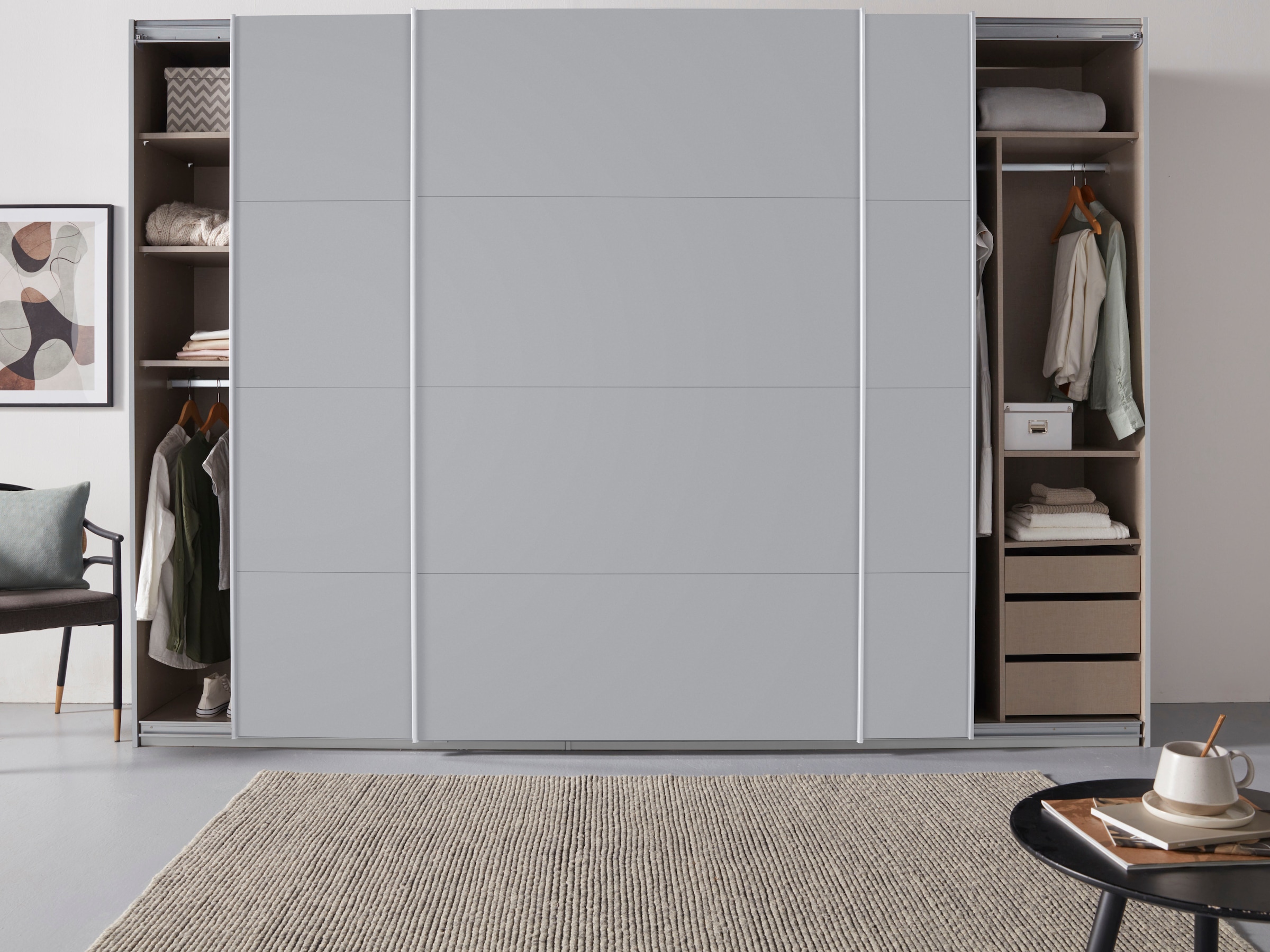 rauch Schwebetürenschrank »Kleiderschrank Schrank Garderobe TOPSELLER OTELI inkl. Inneneinteilung«, mit 3 Innenschubladen sowie zusätzlichen Einlegeböden MADE IN GERMANY