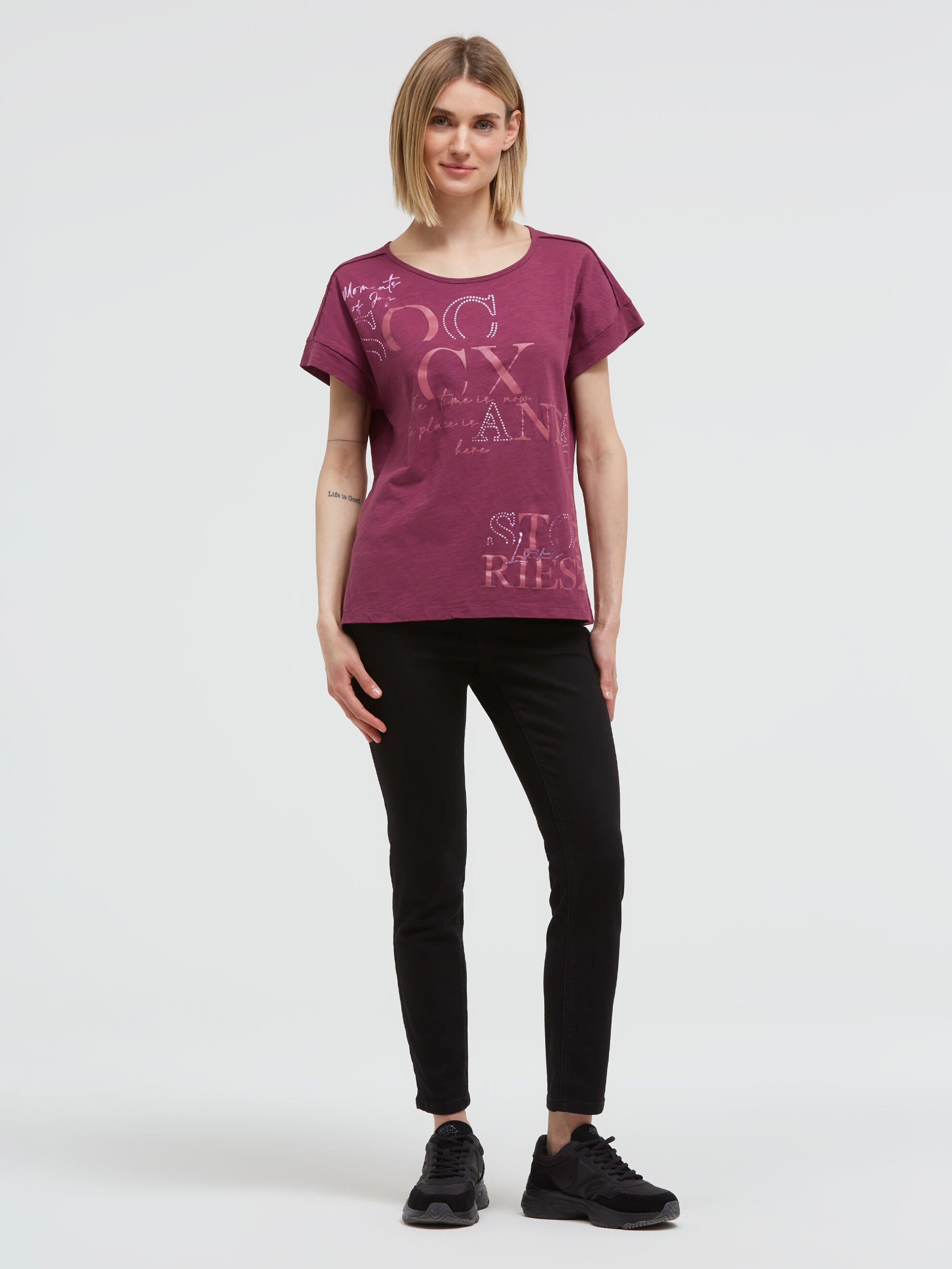 SOCCX Rundhalsshirt mit überschnittener Schulter