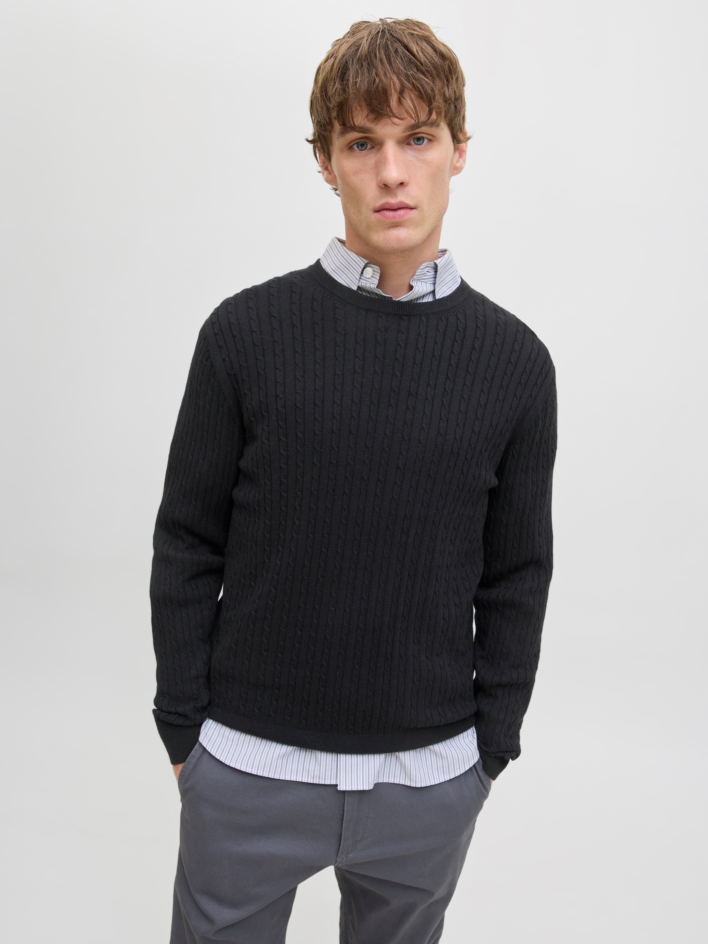 Jack & Jones Strickpullover "JJEEMIL KNIT CABLE CREW NECK NOOS" günstig online kaufen