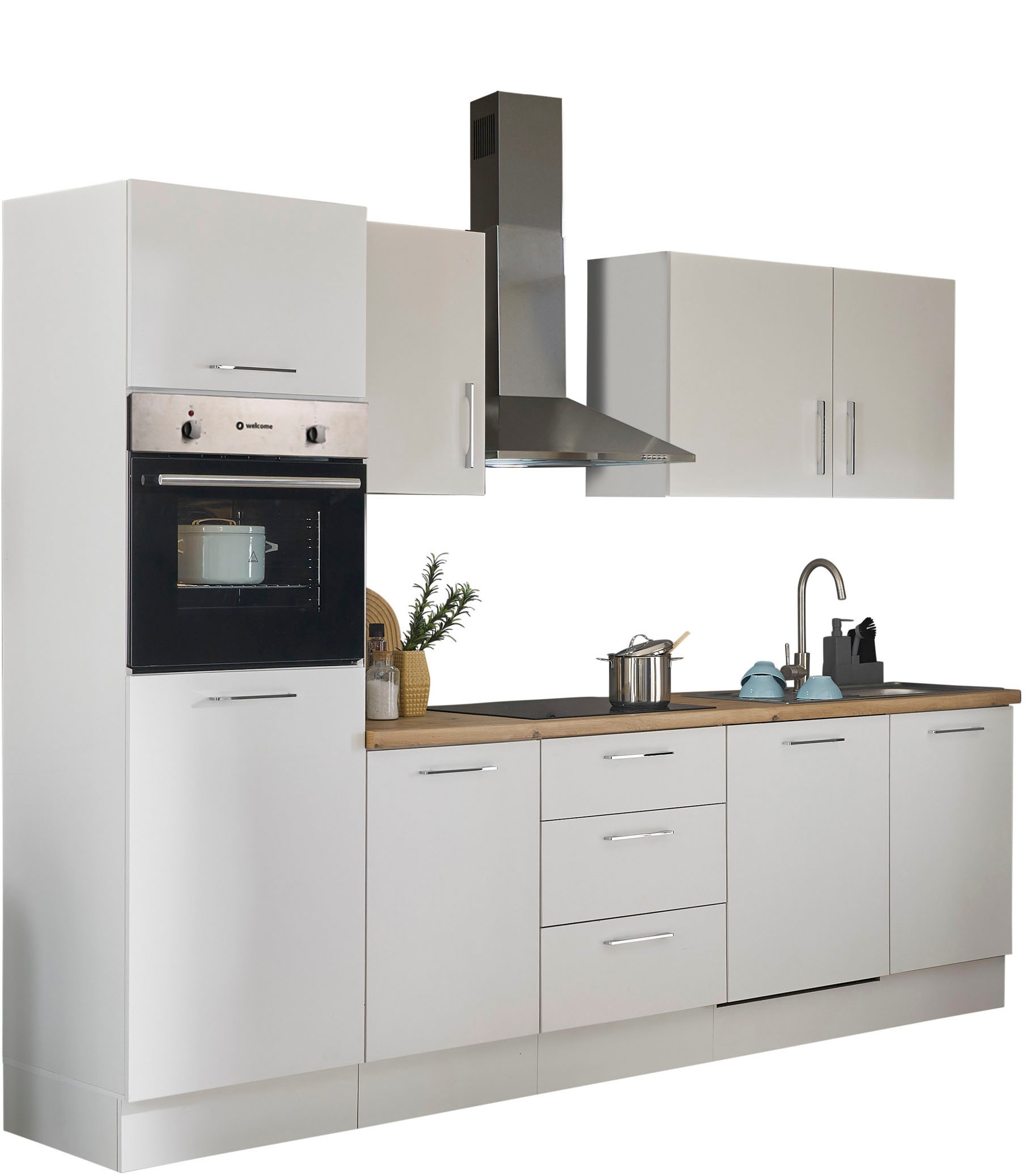 BASIC by Balculina Küchenzeile »Turin«, Breite 280 cm, wahlweise mit E-Geräten