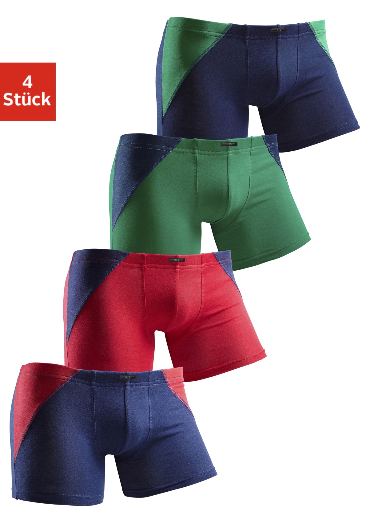 H.I.S Boxer "Boxershorts für Jungen" Packung, 4 Stk. mit Colorblocking, Baumwollmischung