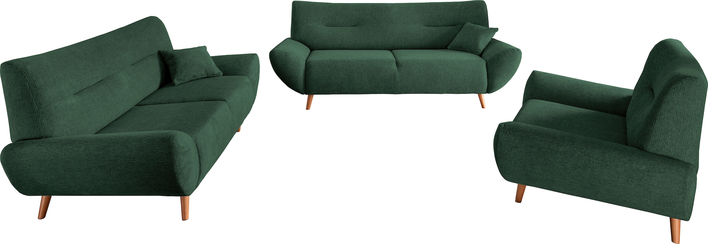 INOSIGN Polstergarnitur »Drago elegant und zeitlos, komfortabel, moderne Formensprache«, (Set, 3 tlg., 3-Sitzer, 2-Sitzer und Sessel), als Sessel/Polsterecke erhältlich, versch. Stoffe, inkl. 2 Zierkissen