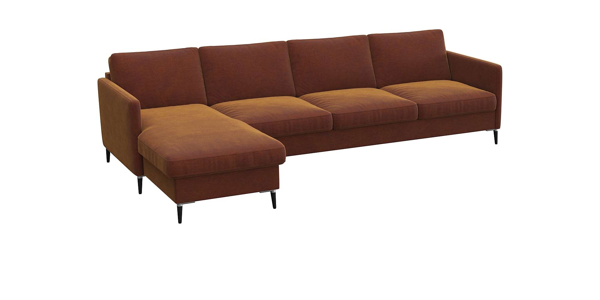 FLEXLUX Ecksofa »Fiore, L-Form«, schmale Armlehnen, Kaltschaum, Füße Alu+schwarz