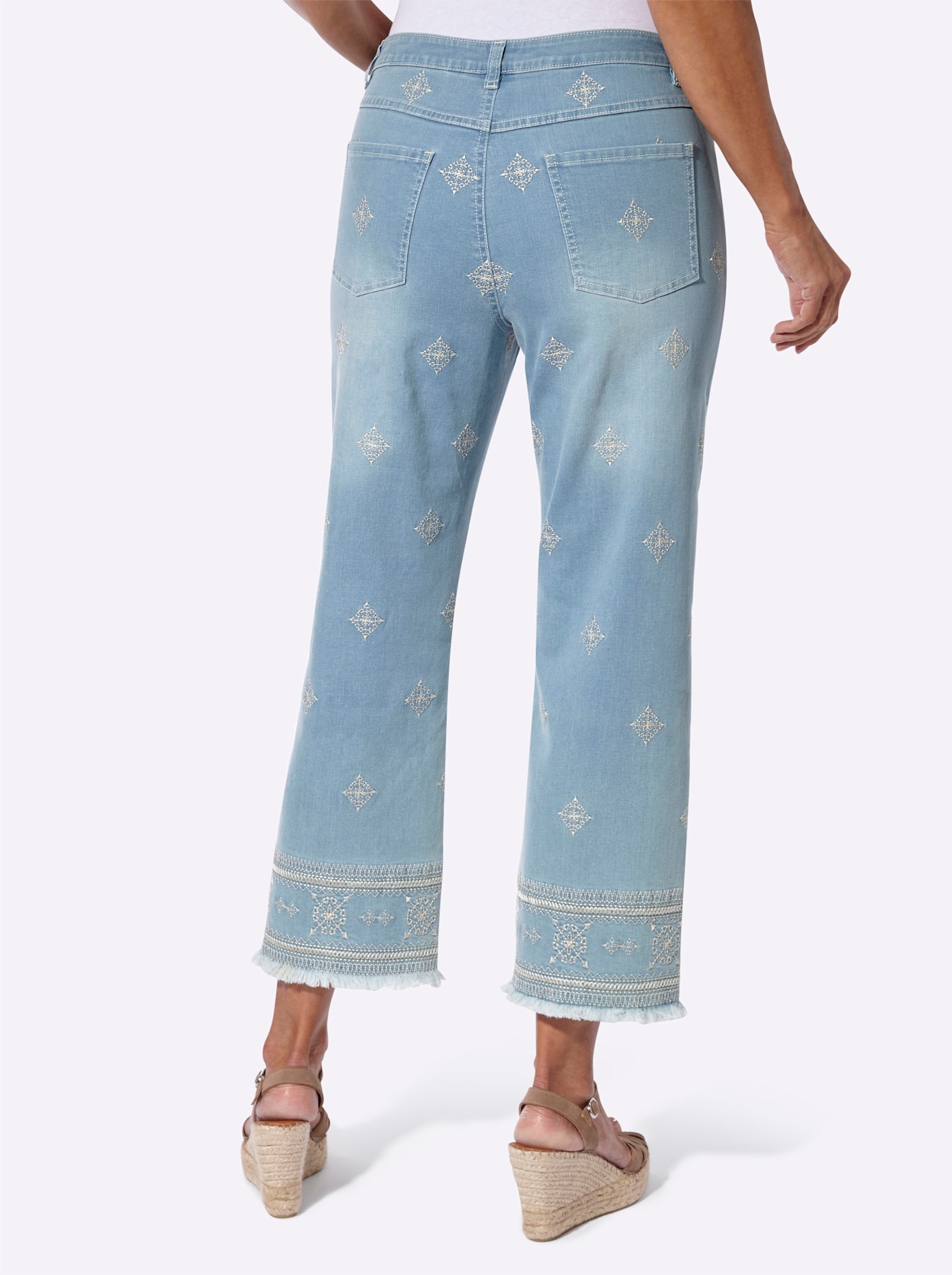 7/8-Jeans INSPIRATIONEN, Damen, Gr. 44, Normalgrößen, blau, bleached, 98% Baumwolle, 2% Elasthan, unifarben, 7/8-Länge, Jeans 2